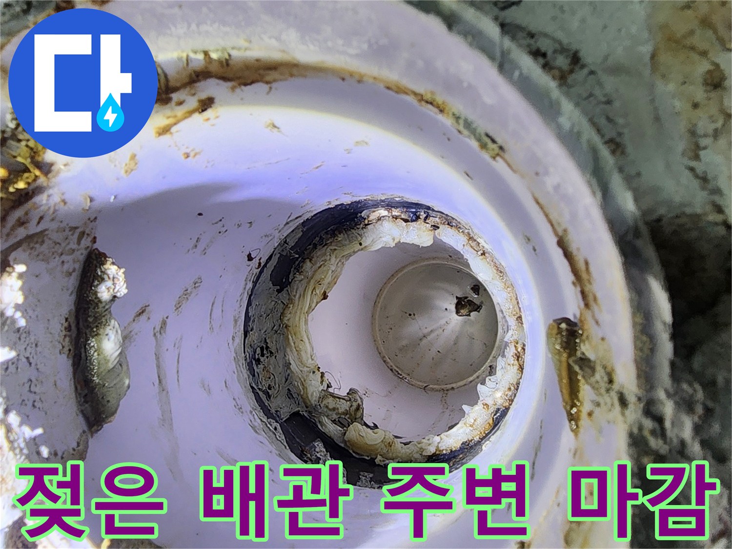 습기가 침투한 하수관 주변의 노후된 마감 부위