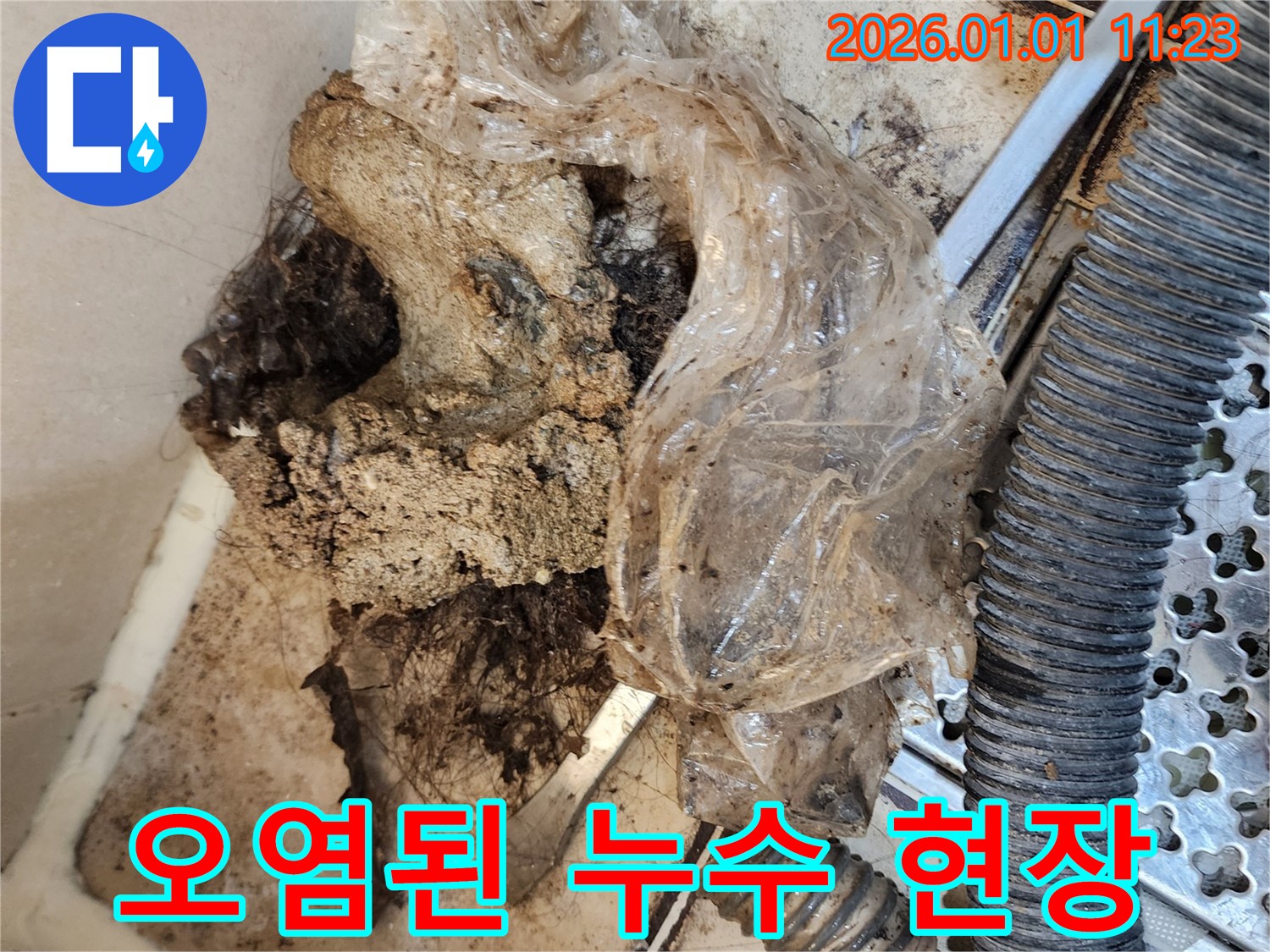 고양시 일산동구 탄중로 누수 현장 - 오염된 누수 현장 사진입니다.