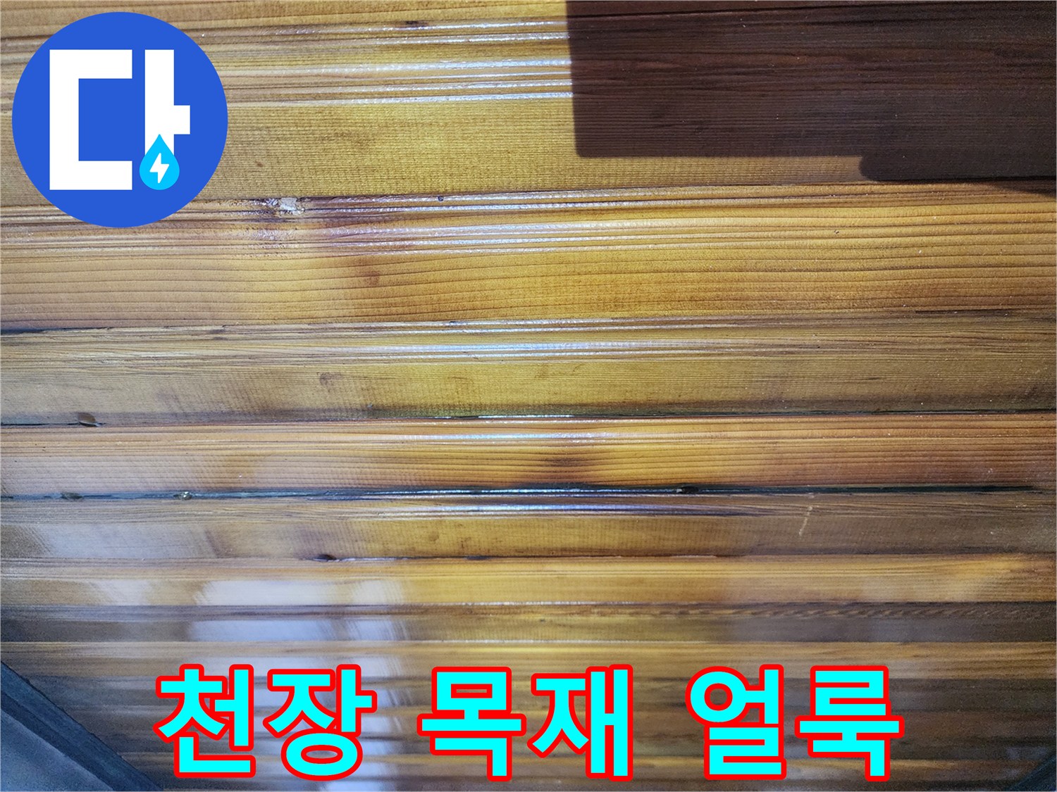 서대문구 현장-천장 목재 마감재의 변색된 상태