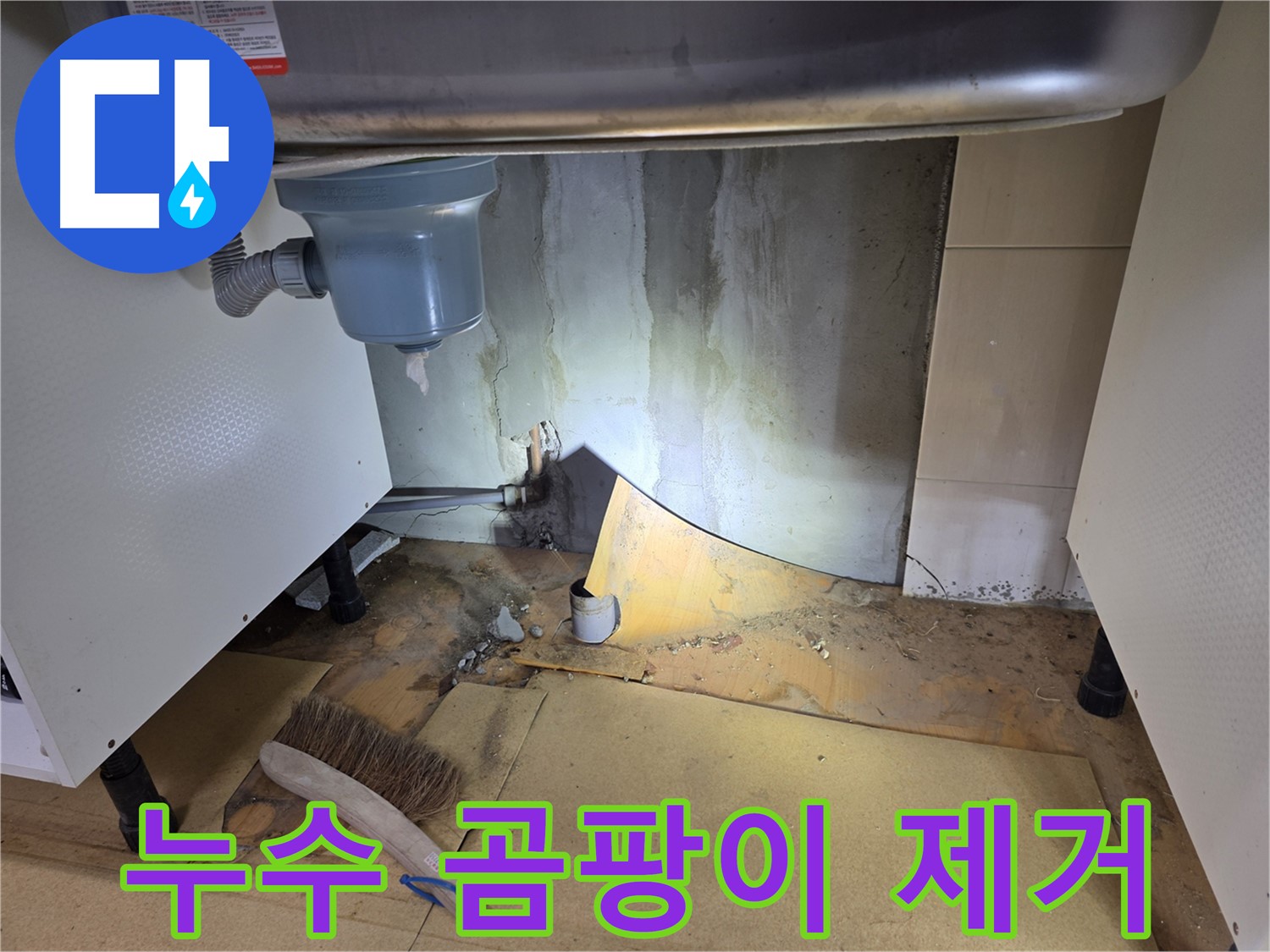 싱크대 아래 곰팡이 - 누수 때문일 수 있습니다. 양천구 목동 누수 전문가에게 문의하세요.