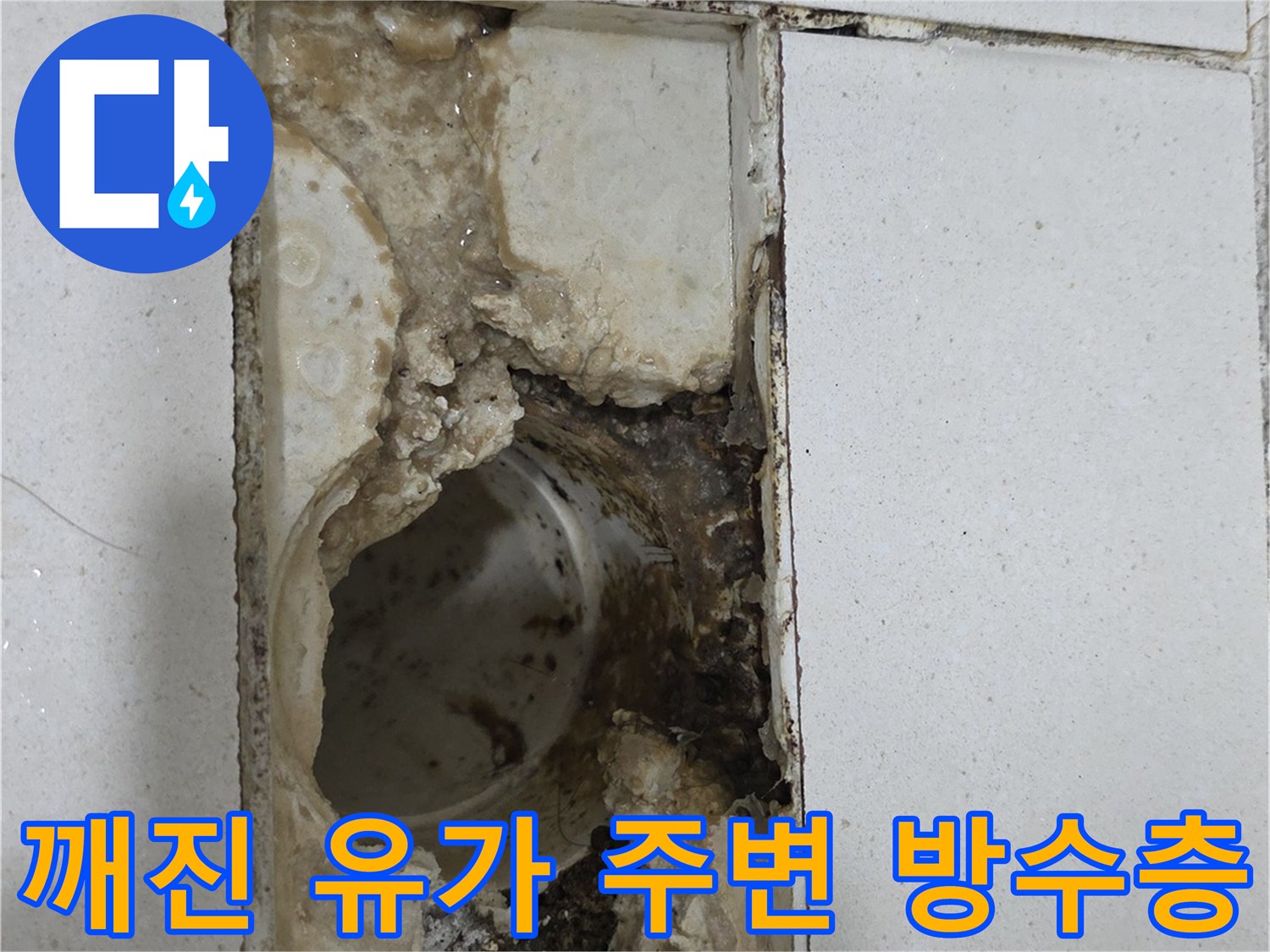 배수구-주변-방수층-파손된-현장-모습