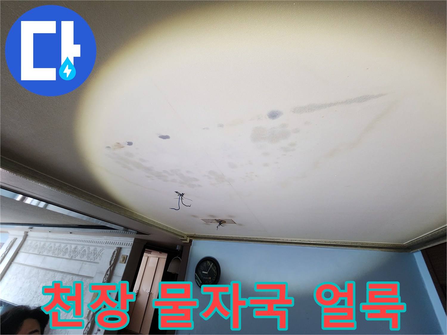 아랫집-거실-천장에-발생한-누수-물자국-및-얼룩-상태