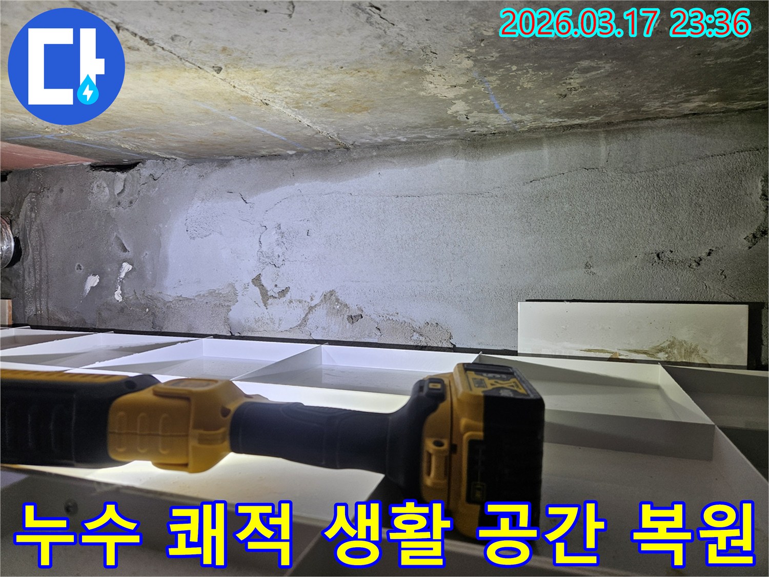 누수 전문 엔지니어가-천장 누수를 해결하여-건조하고 쾌적한 생활 공간을-되찾아드리기 위해-정밀 진단을 진행하고 있습니다.
