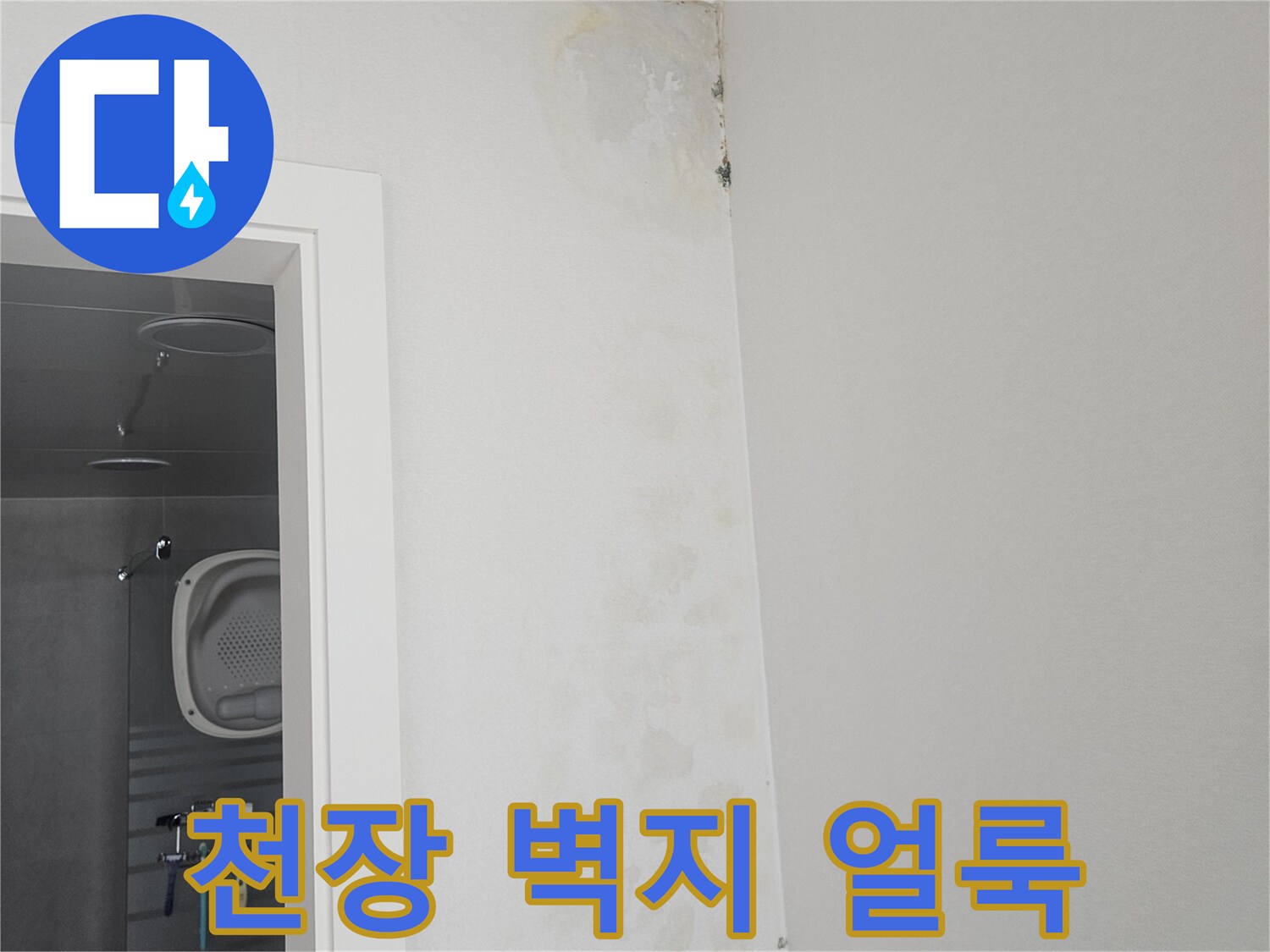 화성 병점 현장의 천장 벽지 습기 얼룩 상태