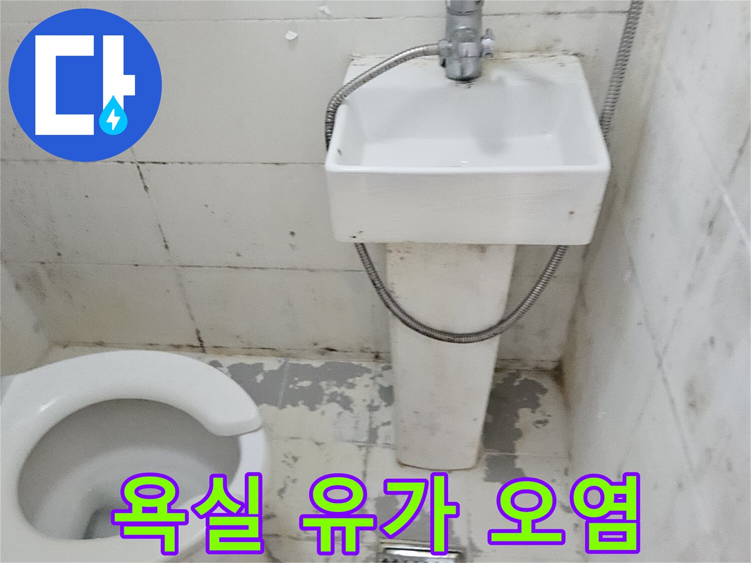 변기-및-배수구-주변-타일-오염-상태-촬영