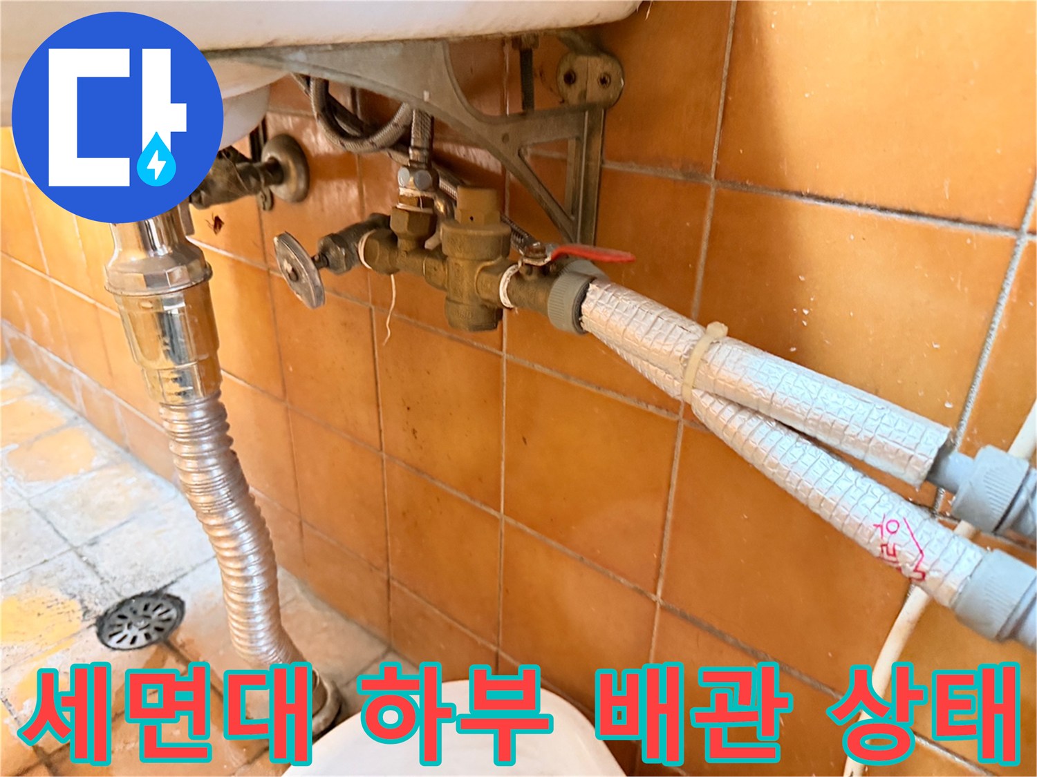 동대문구 전농동 세면대 아래 배관 연결 부위 점검 모습