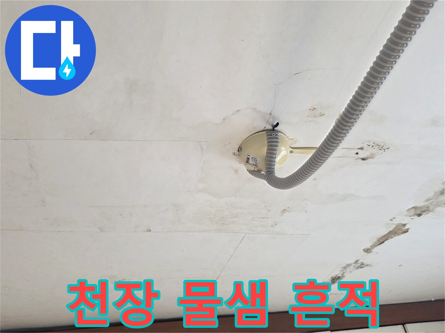 천장 마감재 주변의 습기 및 얼룩 발생 부위
