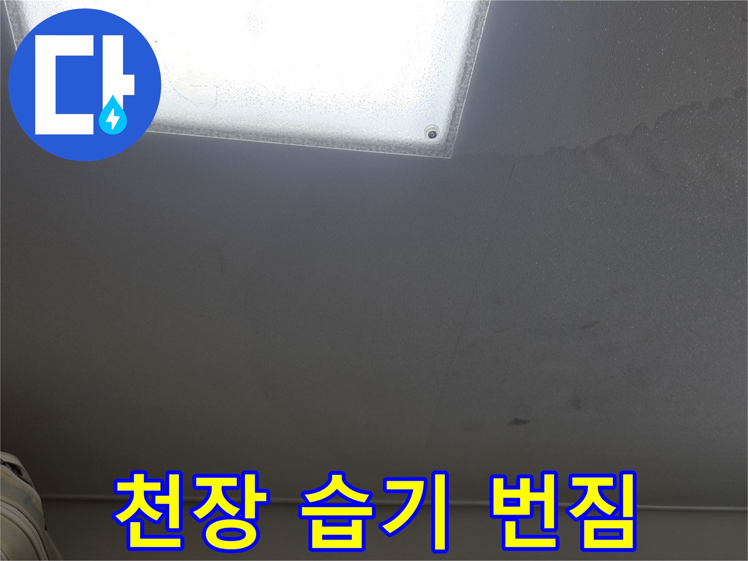 천장 마감재를 타고 흐른-누수 흔적 사진