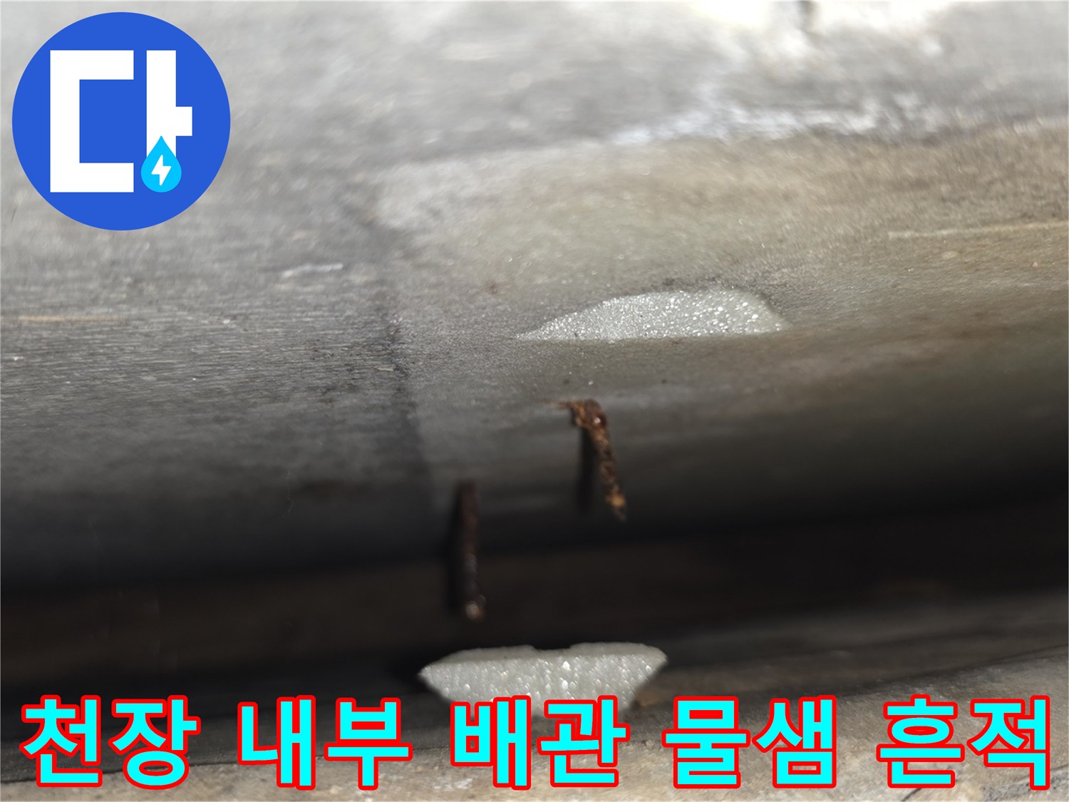 아파트 천장 배관 주변의 습기와 물 고임 현상