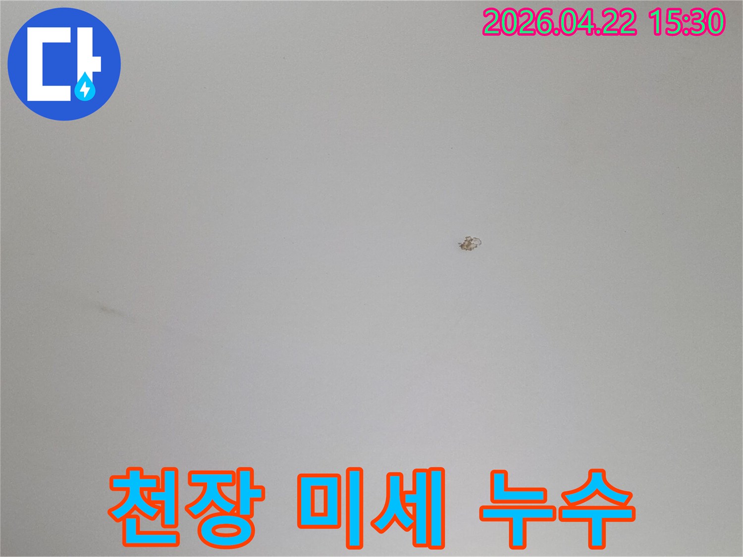 천장 표면에-발생한-미세한 누수 지점을-확대하여-보여주는-정밀 진단 사진입니다.