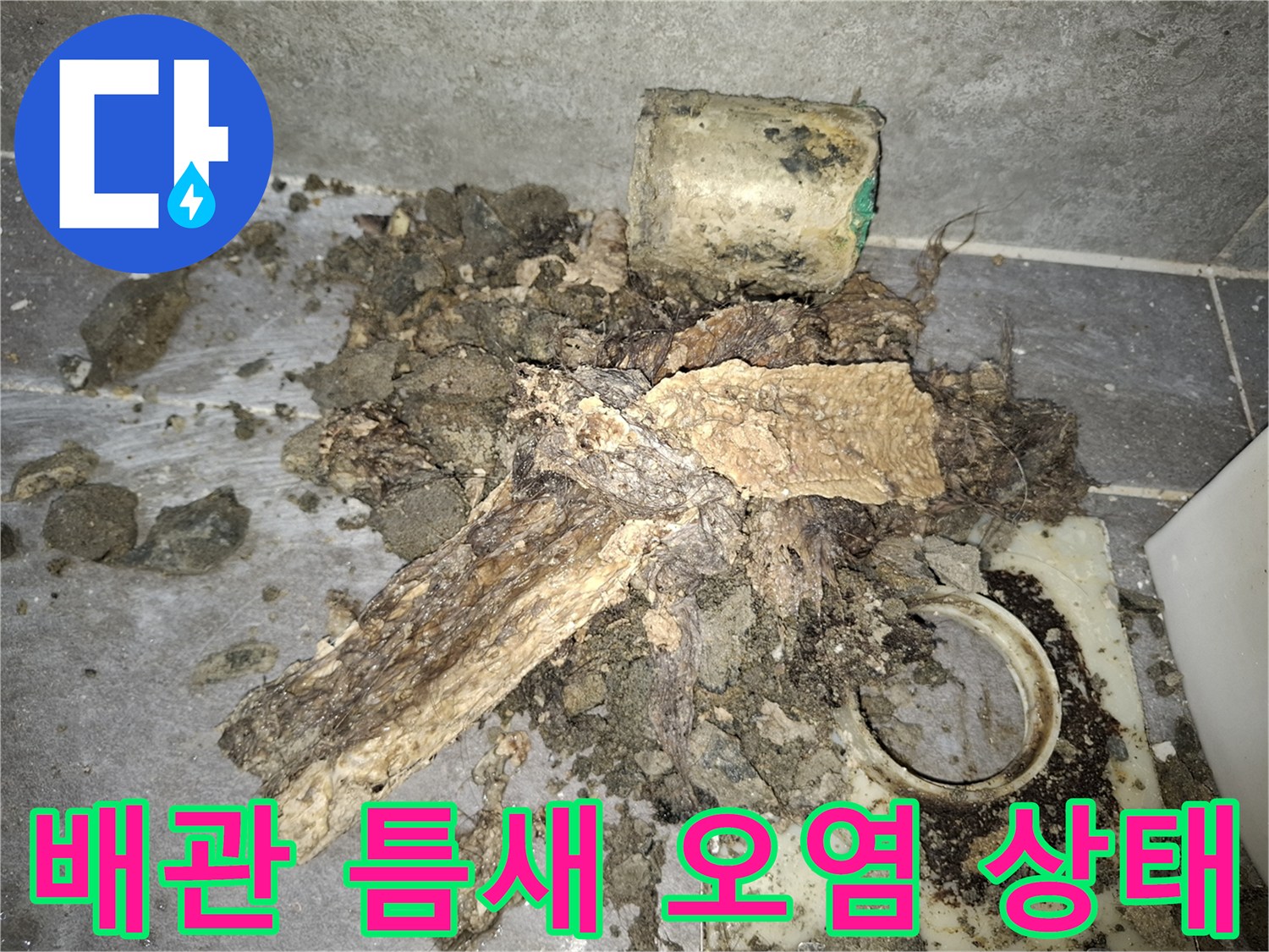 변기-배수관-사이의-부식된-자재와-흙더미