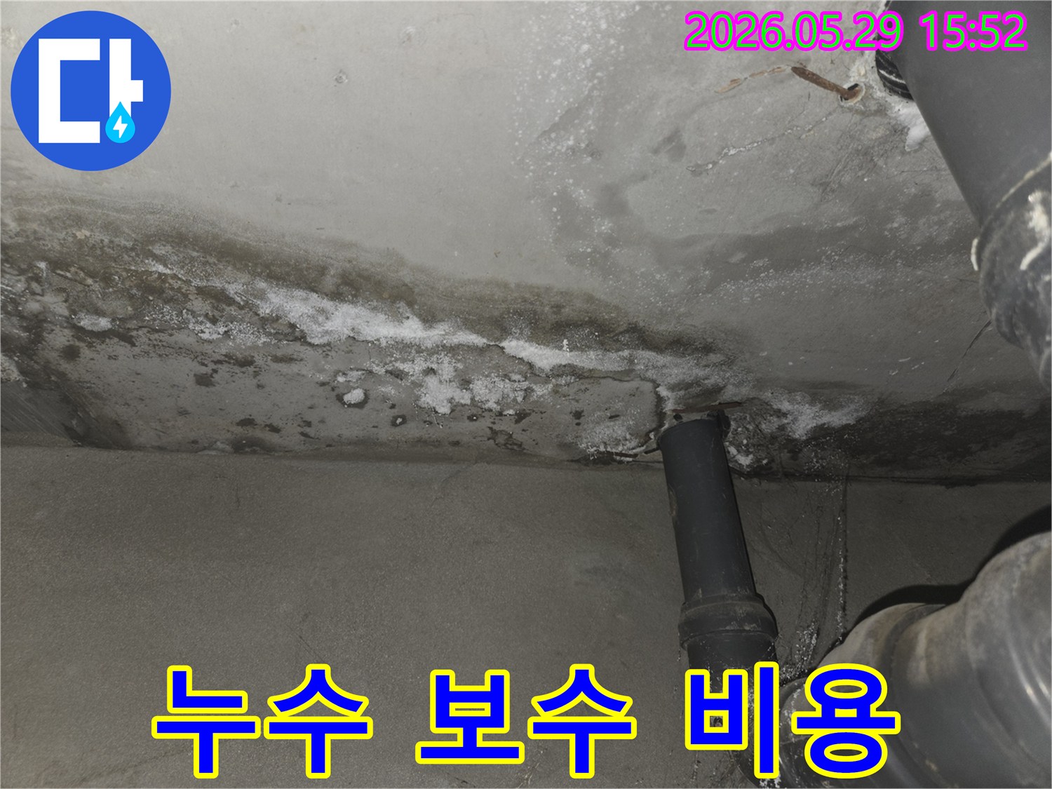 천장-콘크리트의-누수-물자국과-백화-현상-보수-비용-절감-사진