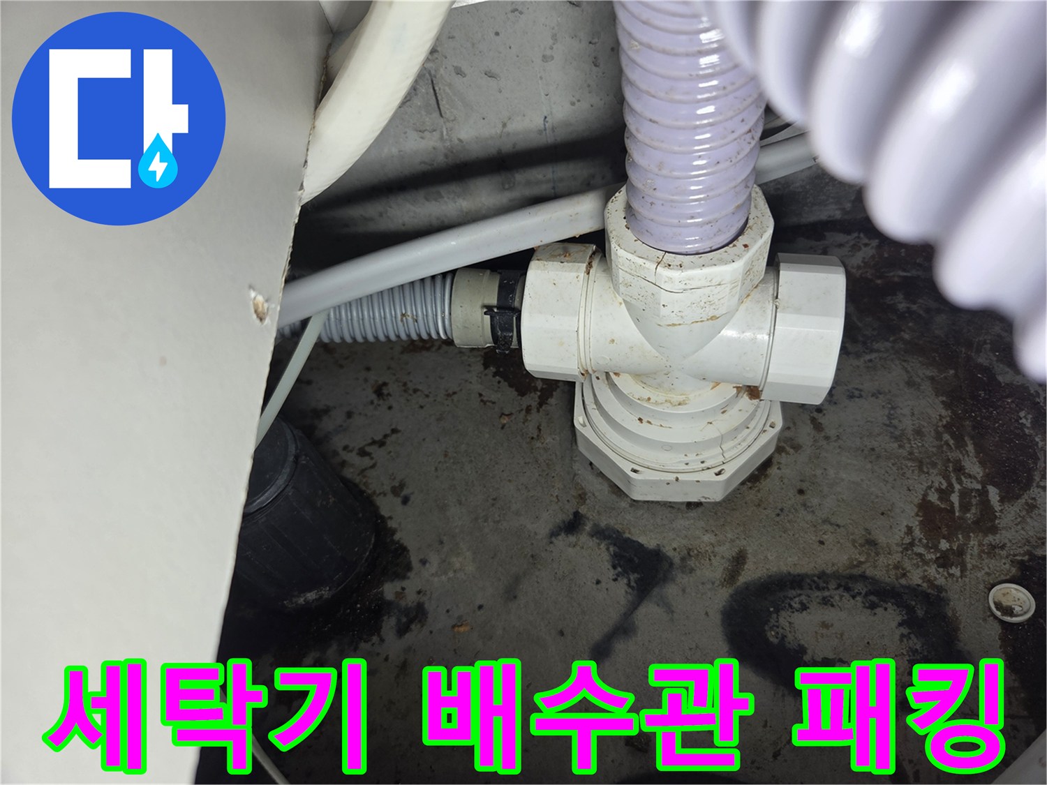 세탁기-배수관-고무-패킹에서-발견된-누수-현장을-보여주는-사진입니다.