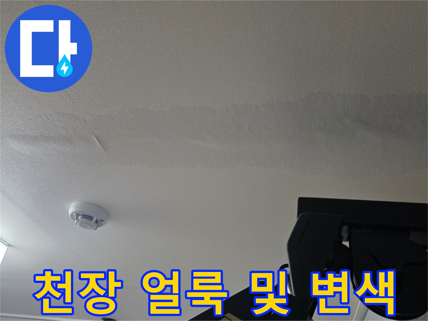 아파트-거실-천장지에-발생한-넓은-누수-얼룩-상태