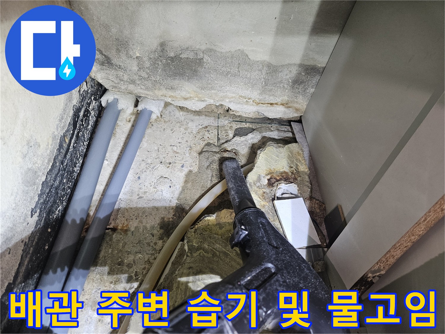 배관-주변-타일-틈새에-고인-물과-습기