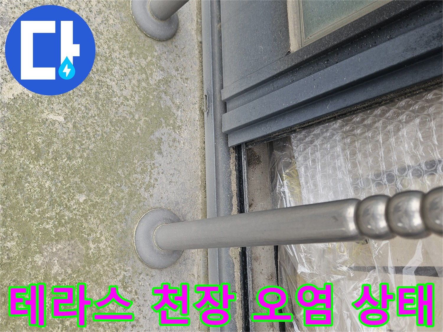 외부 테라스-천장 슬라브의 이끼와 물때 오염 상태