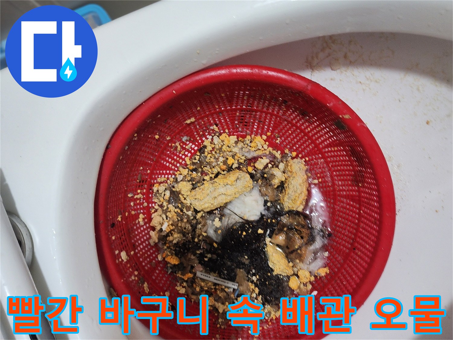 하수구 스케일링 작업으로 수거된 머리카락과 슬러지
