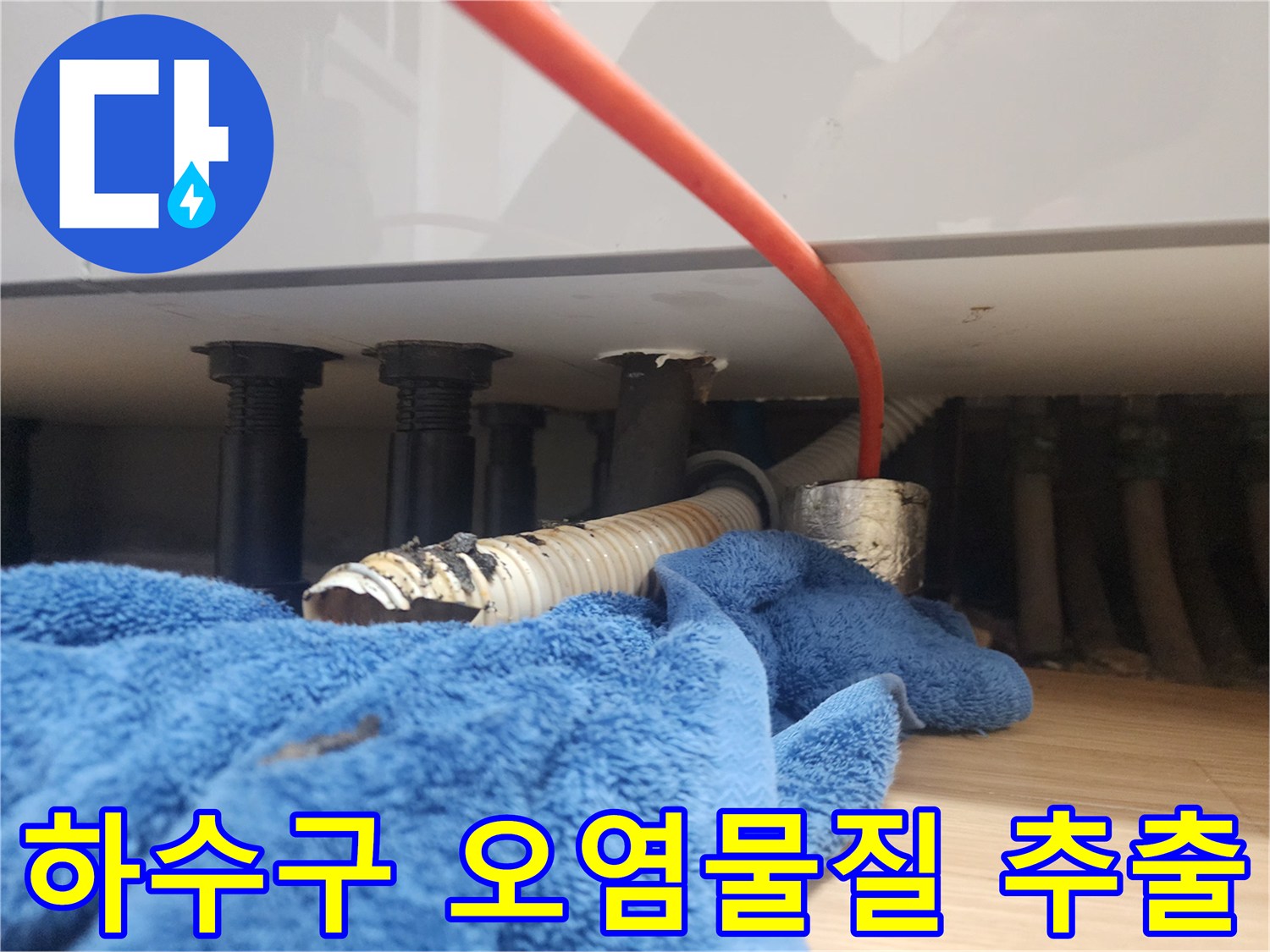 싱크대 배관에서 긁어낸 검은색 기름 슬러지