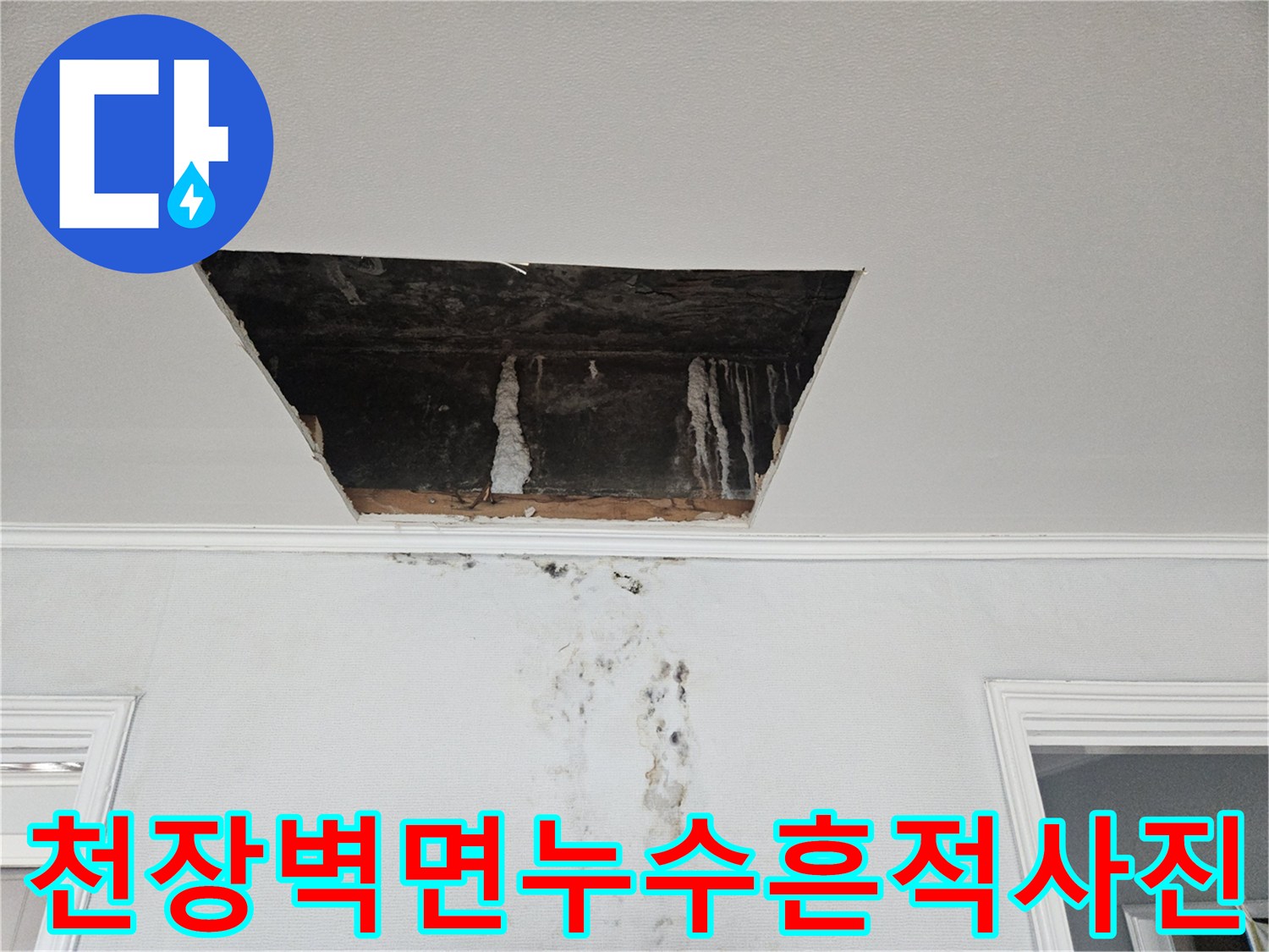 점검구-안쪽-천장-벽면에-생긴-석회-고드름과-얼룩