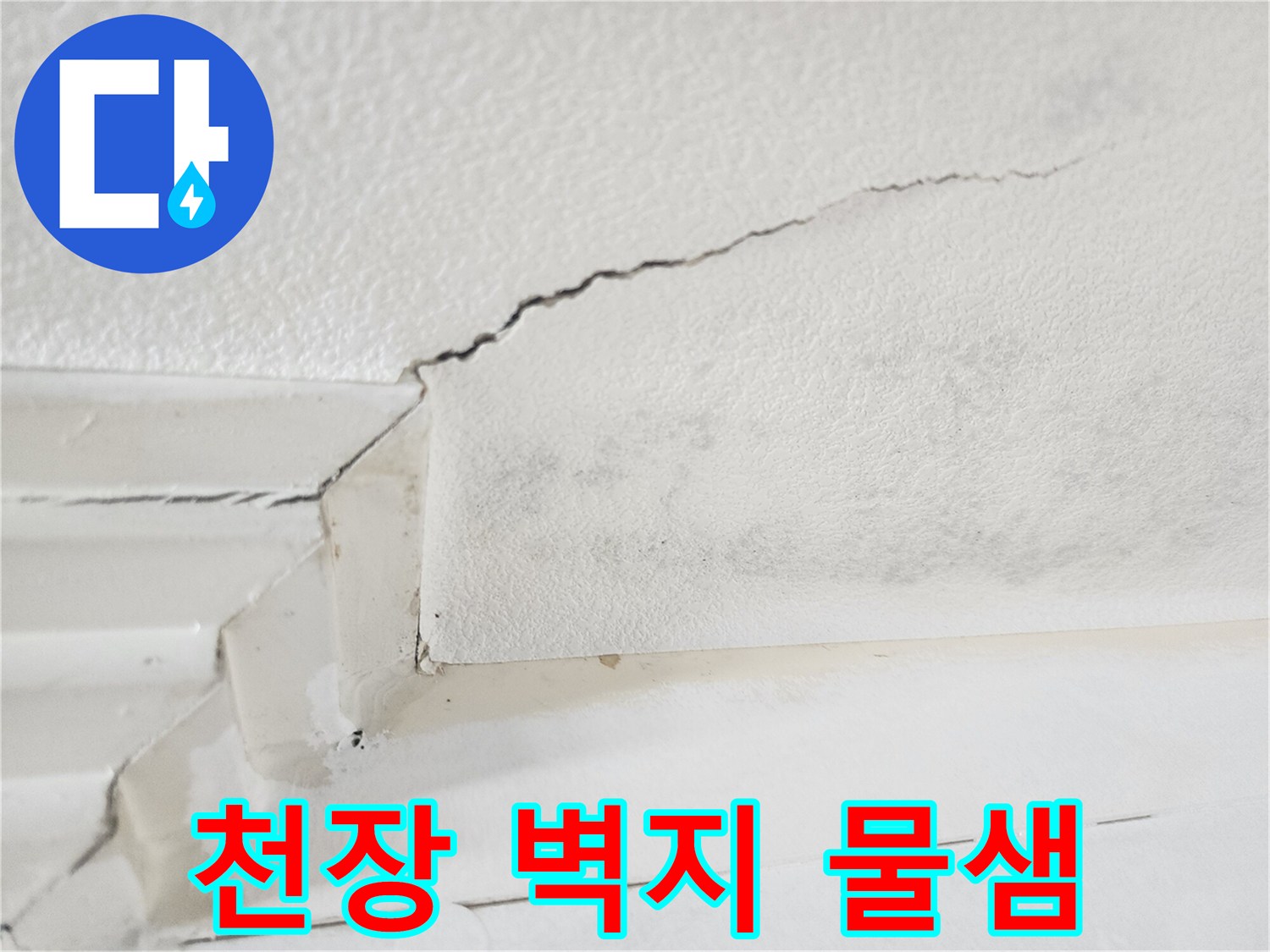 일산동구 아파트-물에 젖어 갈라진 천장 벽지 상태