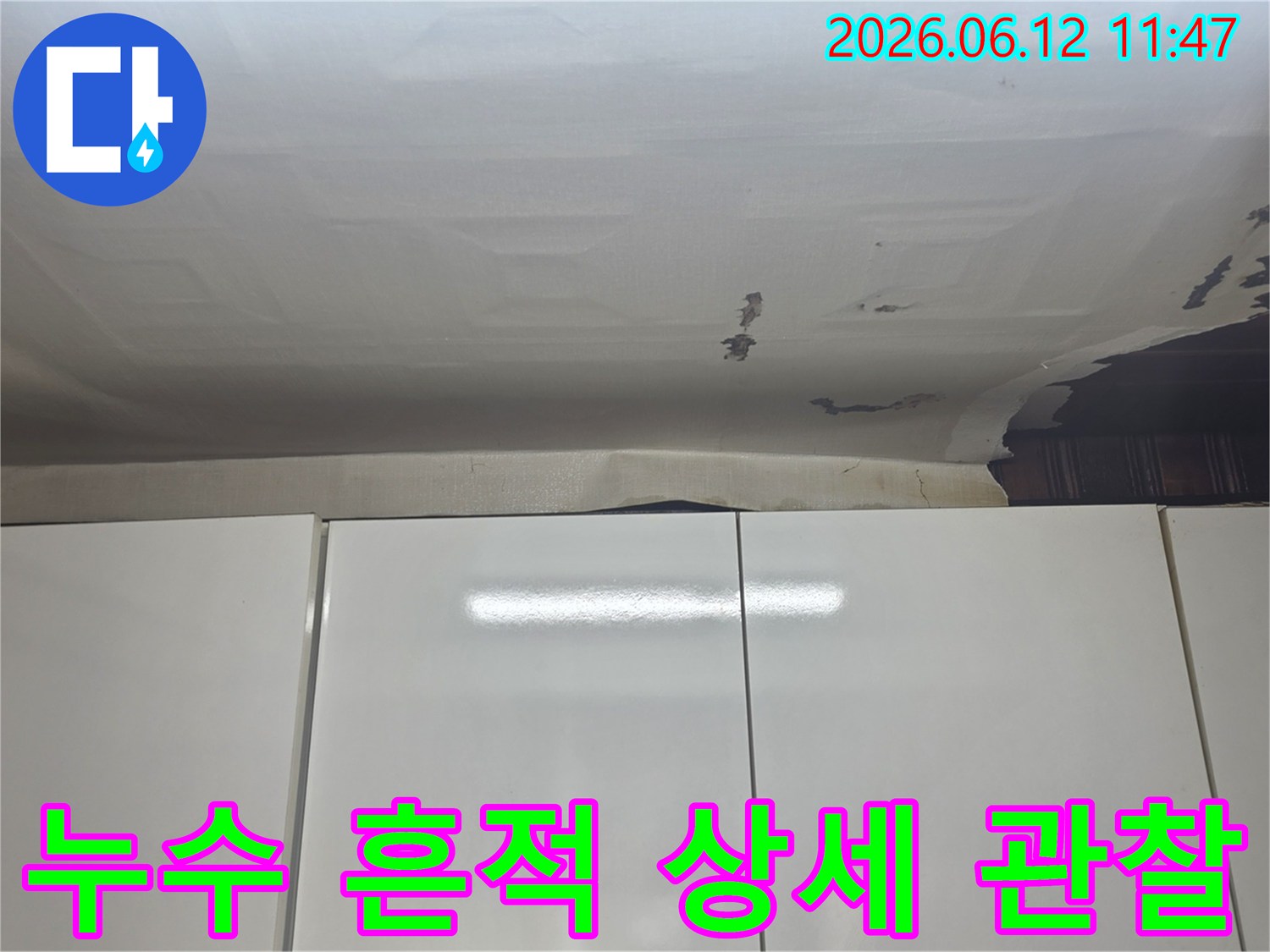 성남-수정구 빌라 천장-벽에-물기가 스며들어-곰팡이가 발생하기-시작한 현장입니다