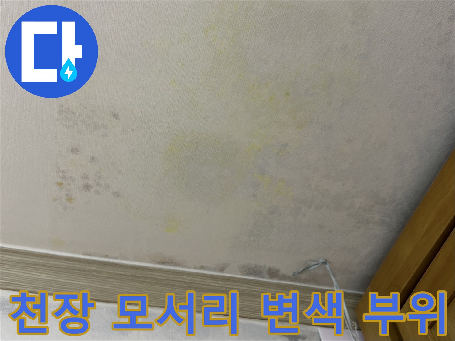 연수구 천장 구석-물샘으로 인한 벽지 오염