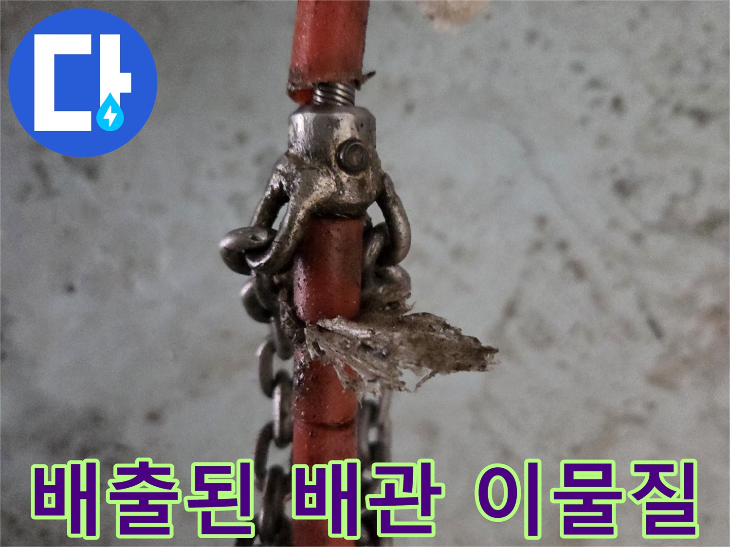 장비 노즐에 걸려 나온 하얀색 유지방 덩어리 조각들