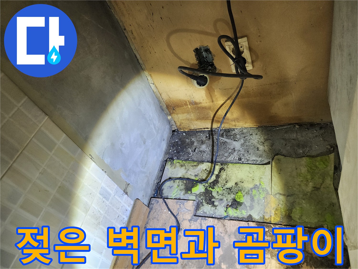 습기가 스며들어 변색된 송파구 현장의 벽체 부위