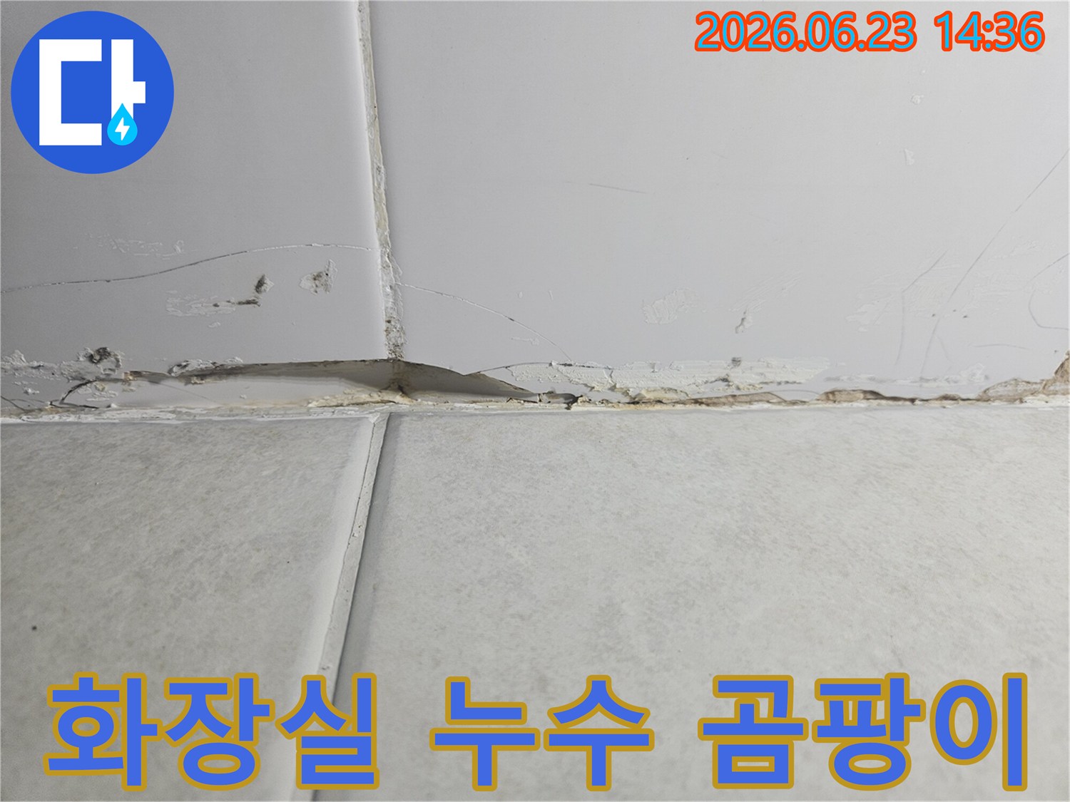 화장실-벽면-상단-경계에서-누수로-인해-벽지가-들뜨고-곰팡이가-생긴-심각한-손상-상황