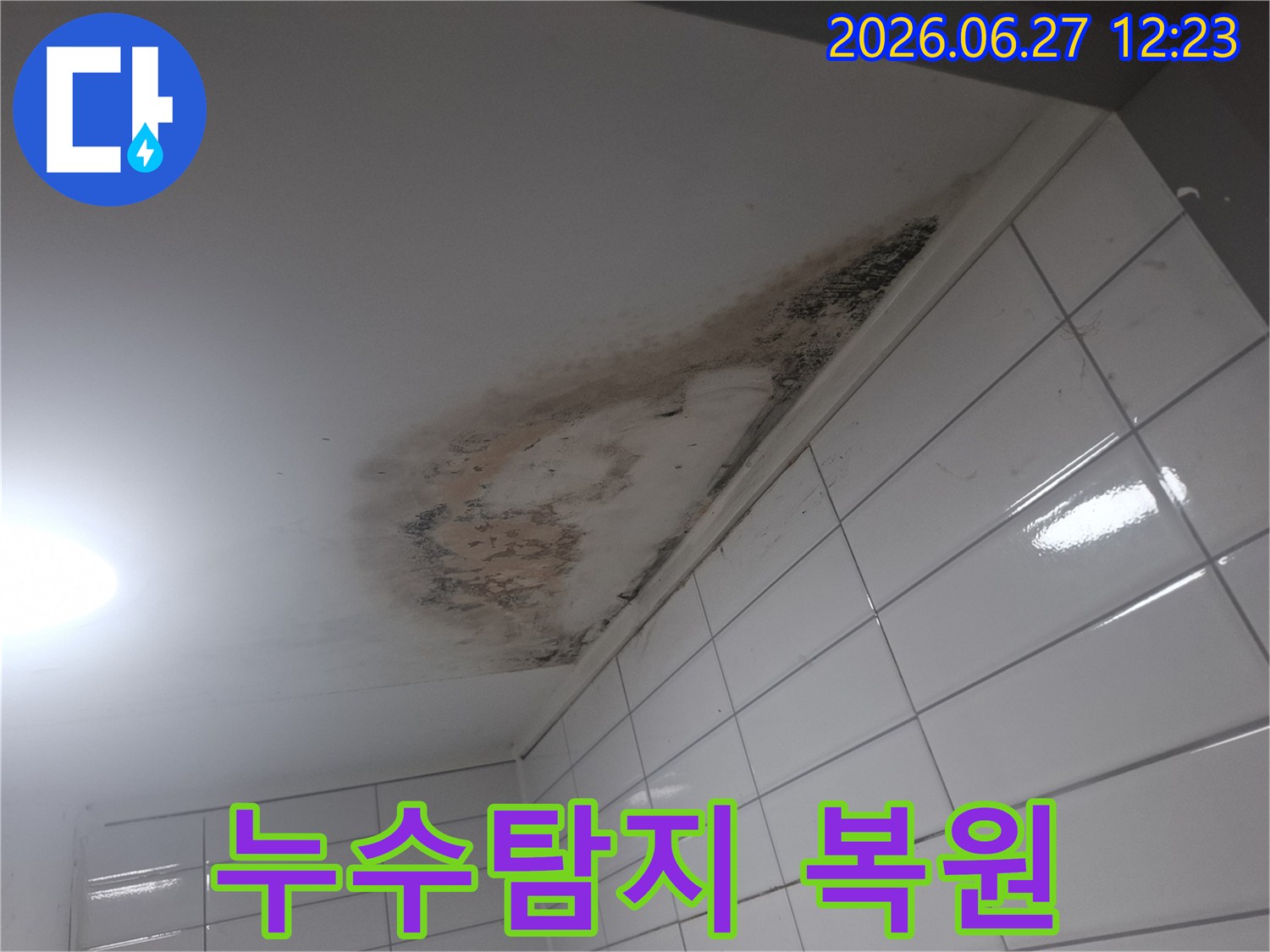 누수-탐지부터-손상된-천장-마감재-복원까지-진행되는-누수-공사-현장-사진