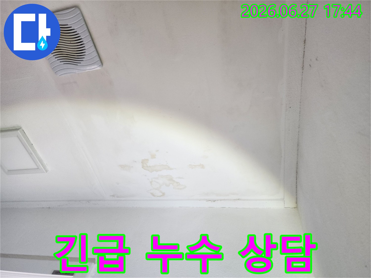 천장-누수로-인한-물자국과-곰팡이-발생-현장-사진