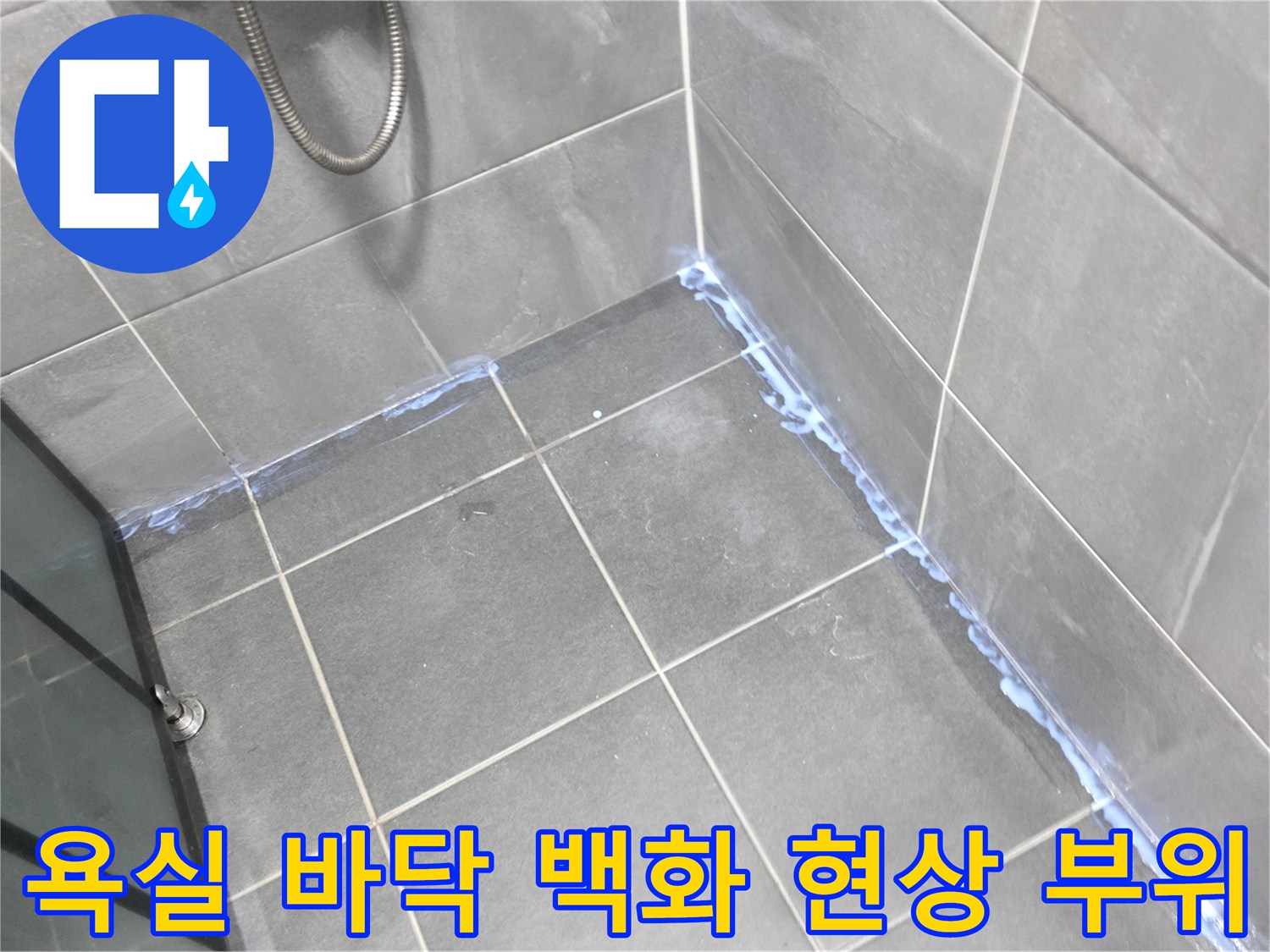 하얀 가루가 올라온 욕실 타일 줄눈 부분