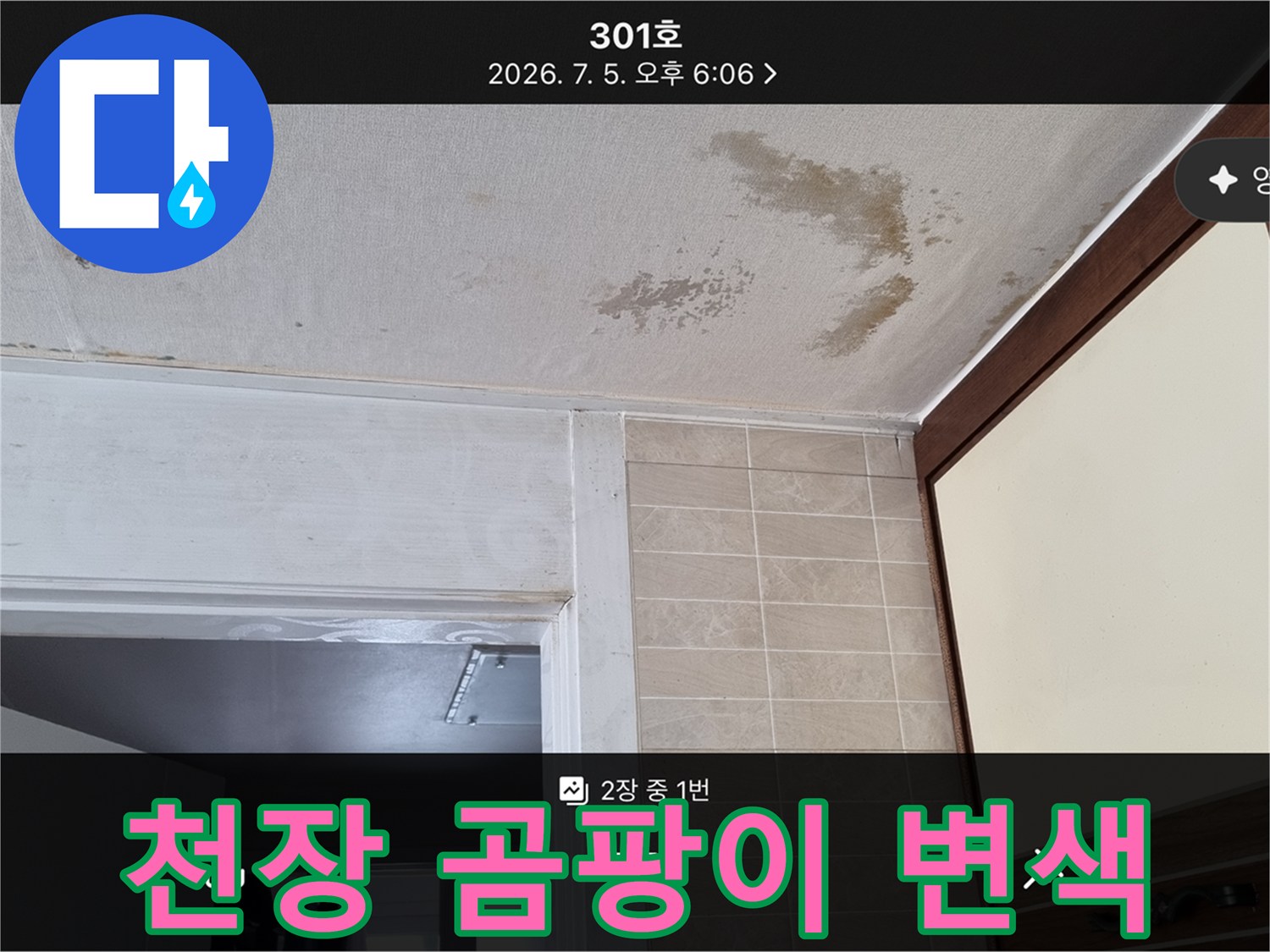 아파트-천장-벽지-곰팡이-및-변색-상태