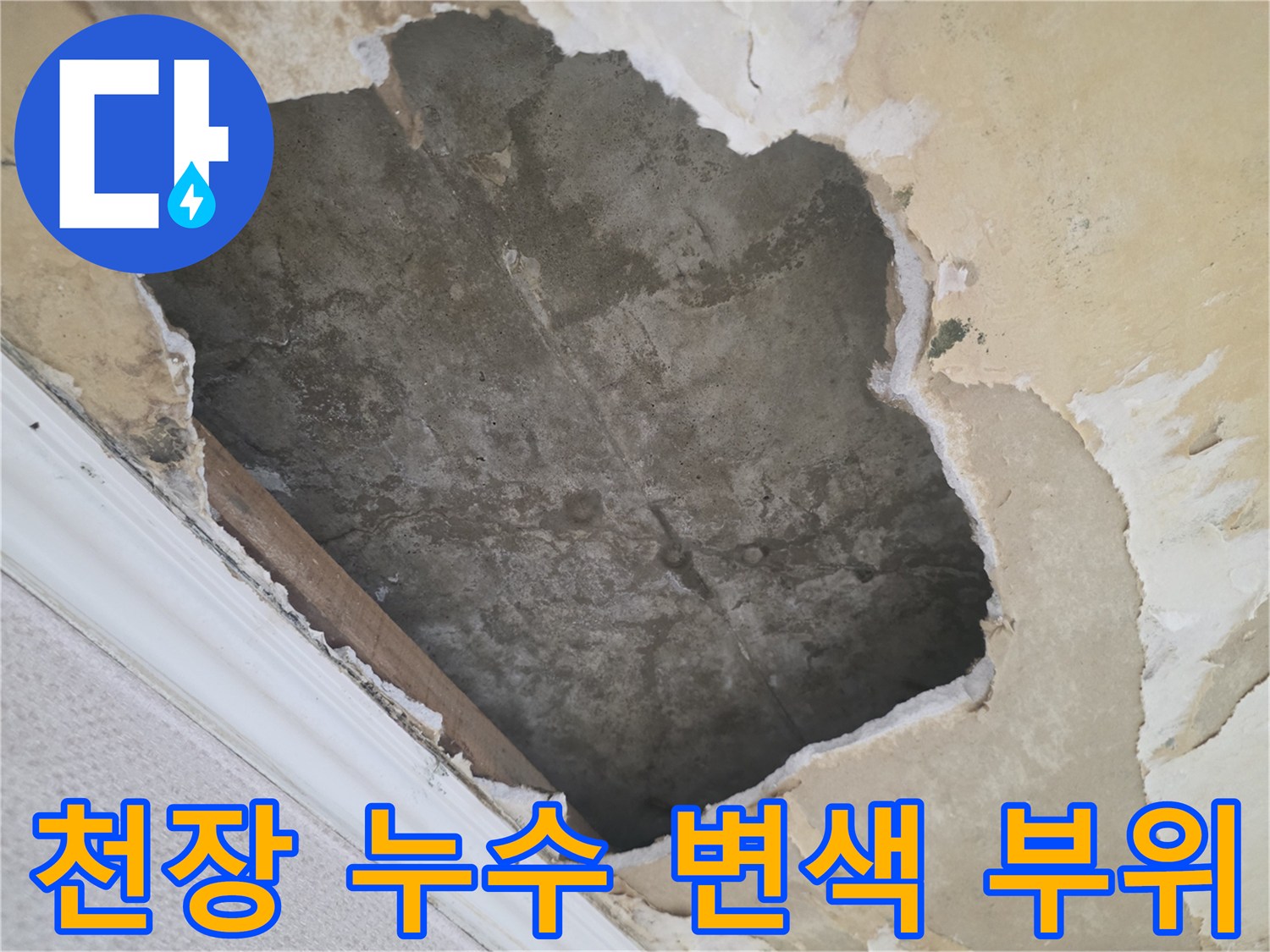 습기로 인해-어둡게 변한 천장 내부의 모습
