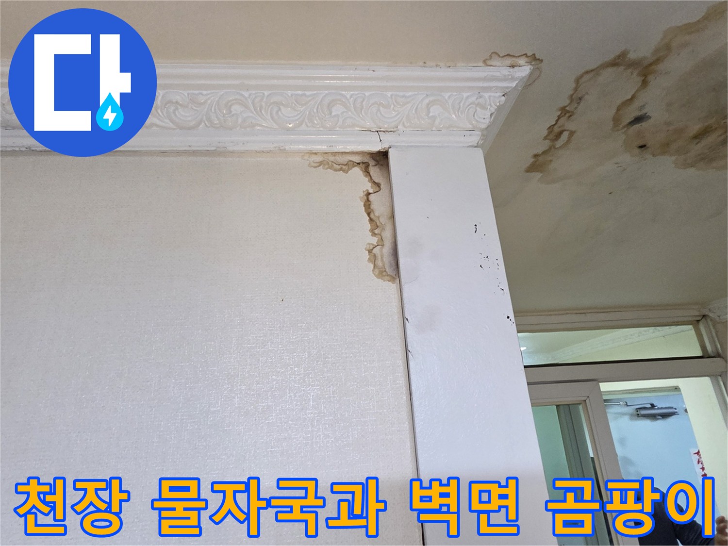 화장실 천장부근-벽면으로 번진-물얼룩 현상