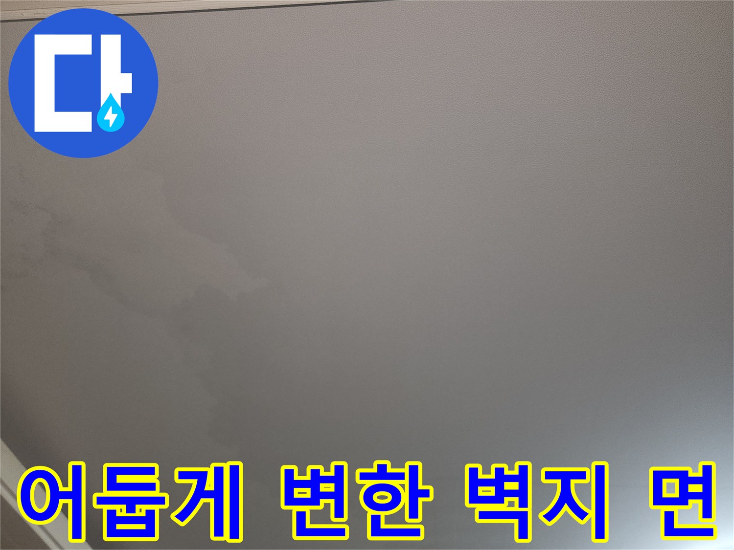 습기를 머금어 어두운 색으로 변해버린 거실 벽면