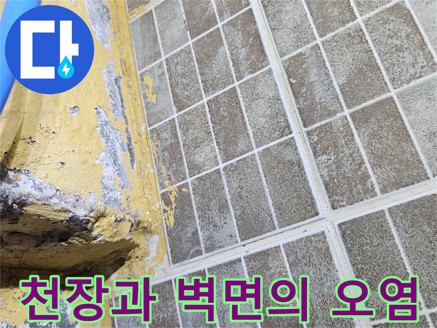 습기로-손상된-벽면-페인트와-천장재