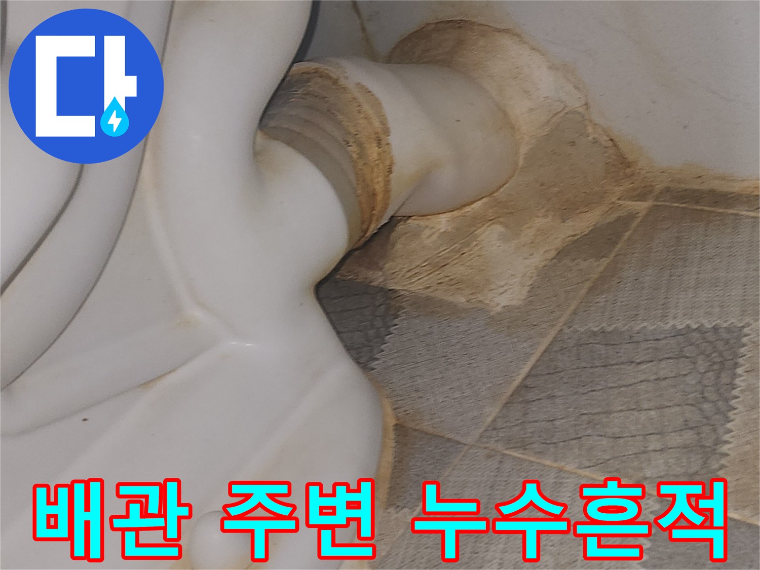 하수구-유가-주변의-축축한-물자국과-오염된-타일