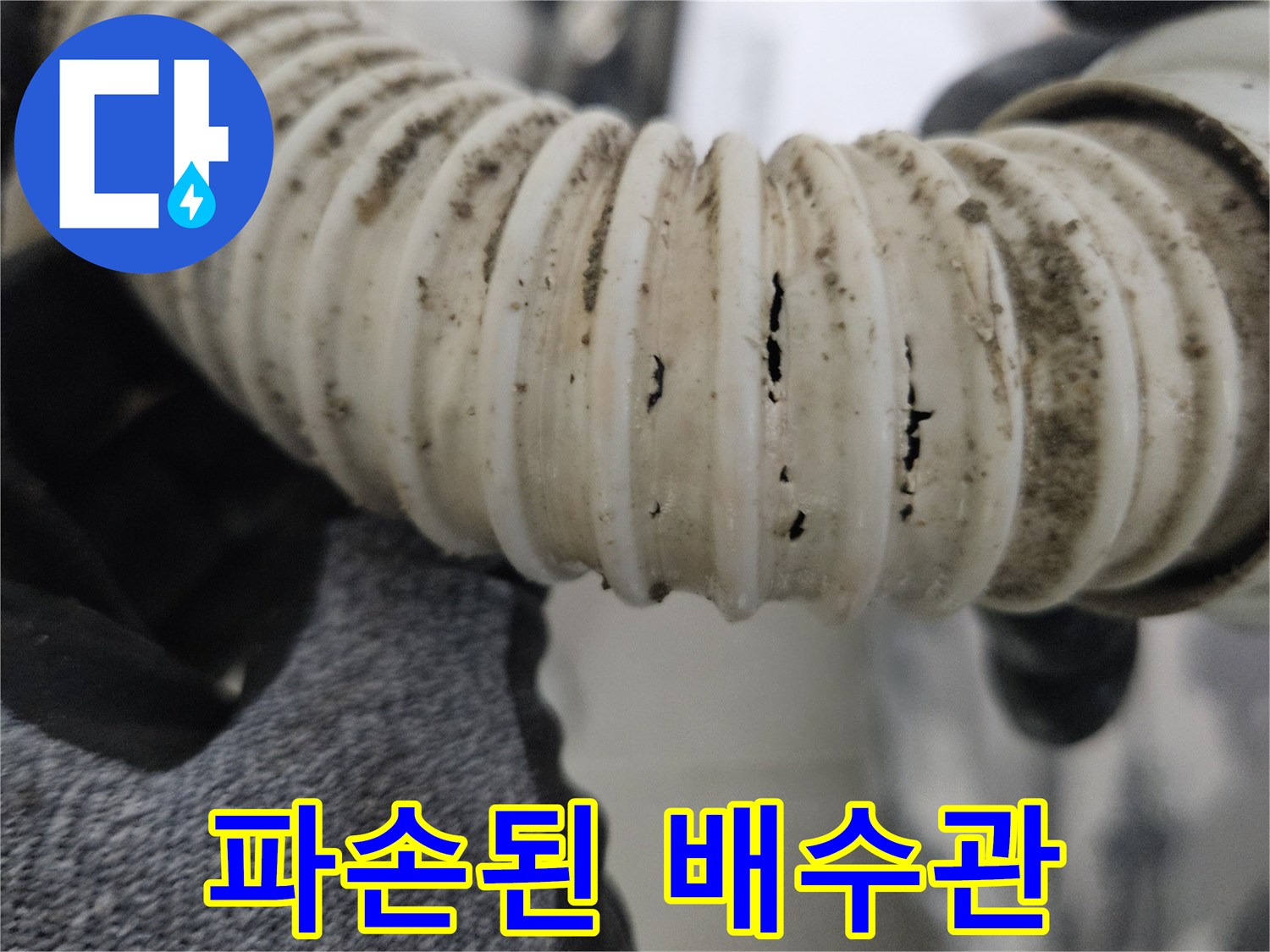 찢어진-배수-호스-근접
