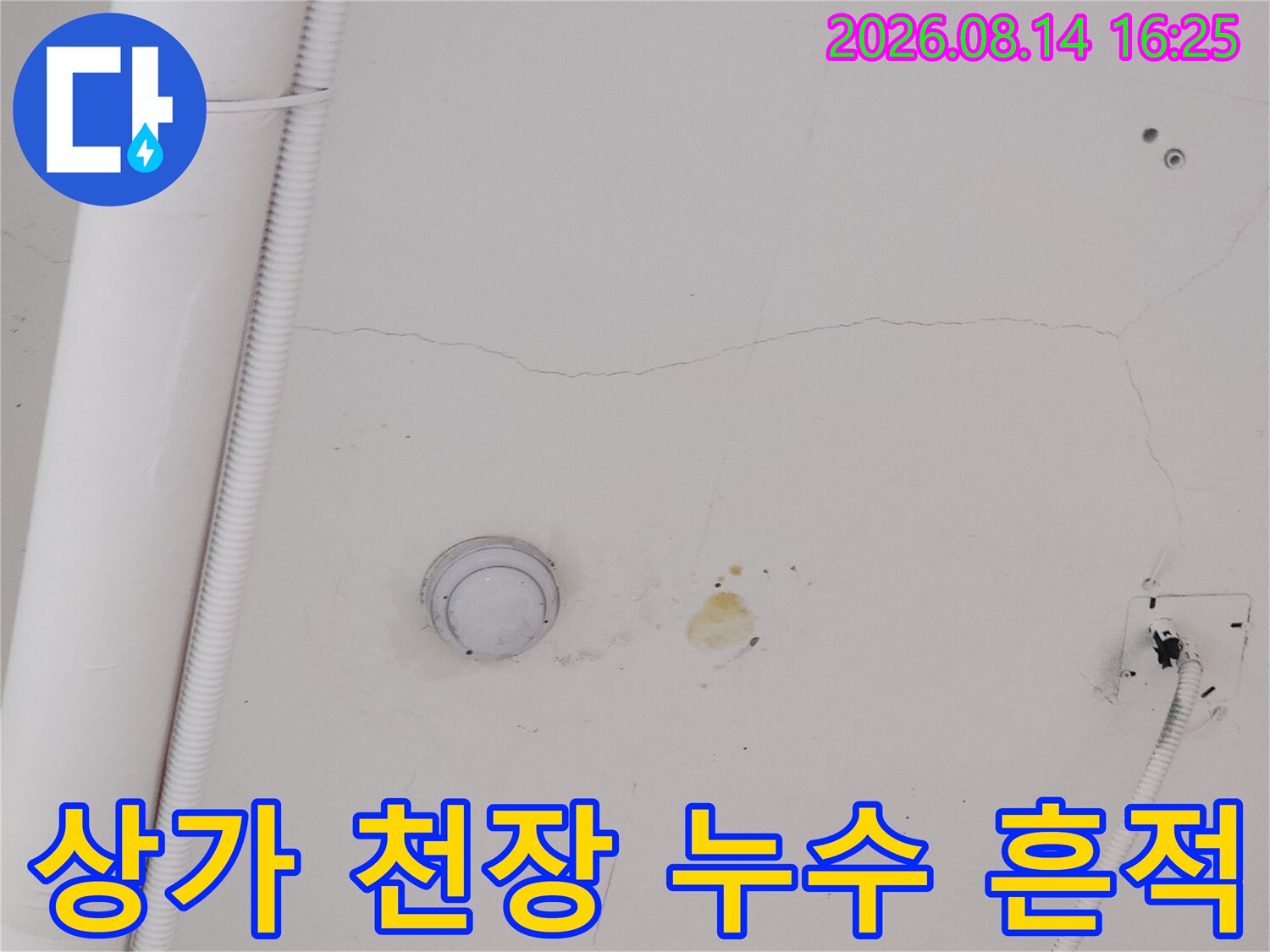 고양시 덕양구-상가 천장에 발생한 누수 얼룩과 균열 상태
