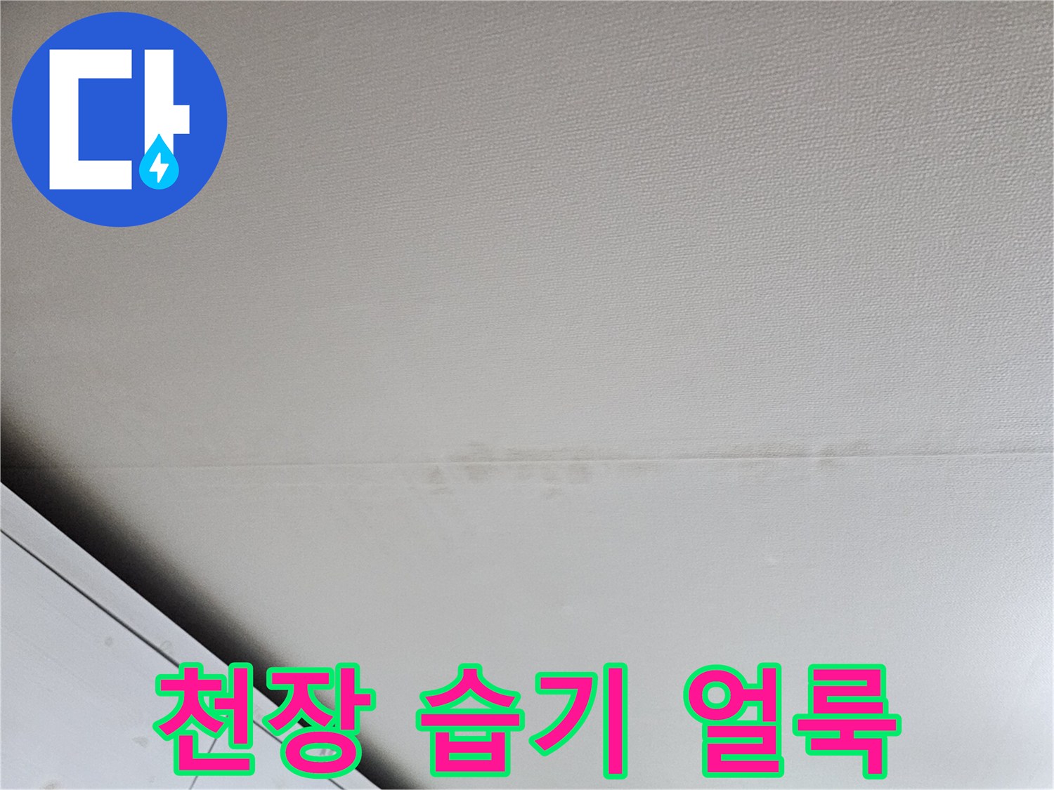 습기로 인해 눅눅해진 천장 마감재의 모습