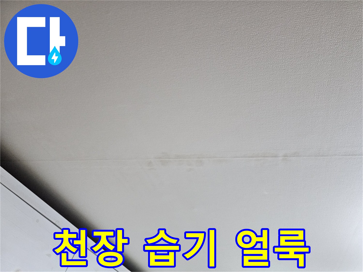 습기로 인해 변색된 천장 마감재의 모습