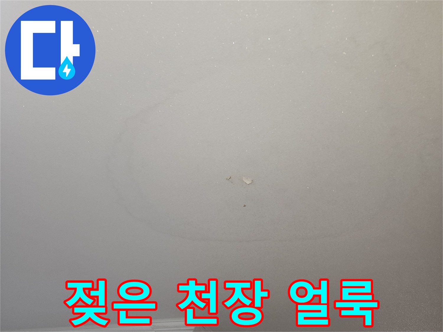 하얀색 천장 벽지에 나타난 짙은 물자국