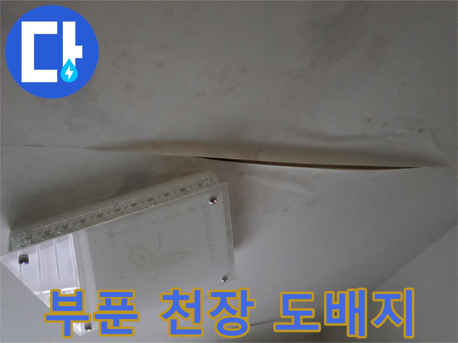 습기로-인해-부풀어-오른-천장-도배지