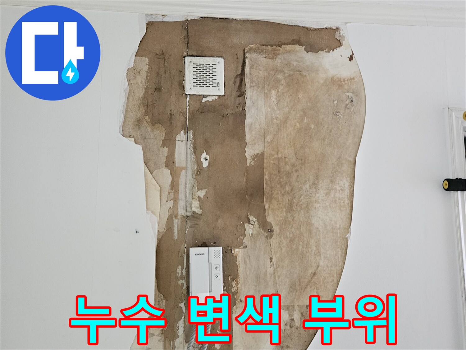상계동 아파트 거실 벽체 누수 오염 상태 촬영