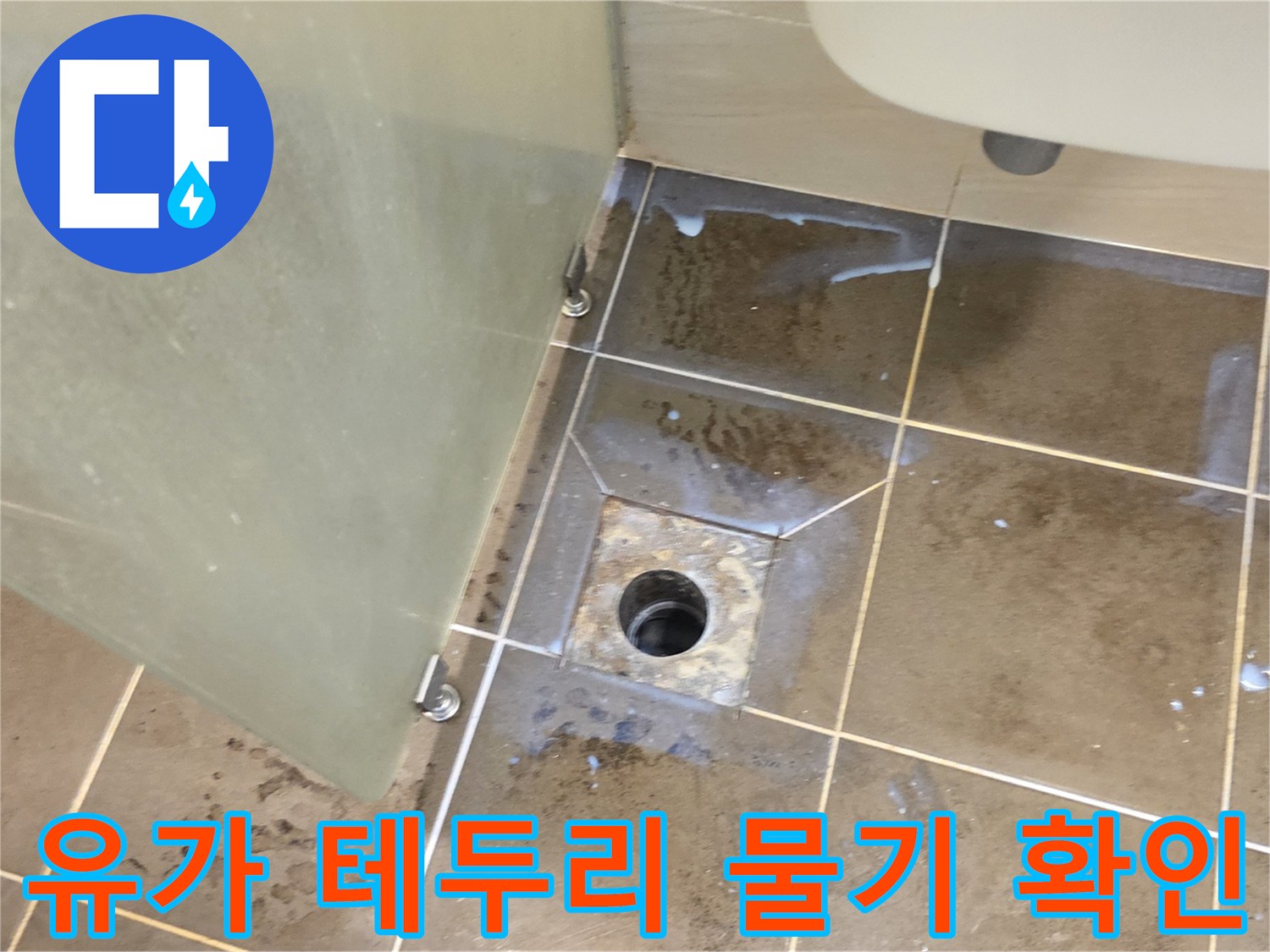 배수구-주변-타일-사이로-스며든-습기-흔적