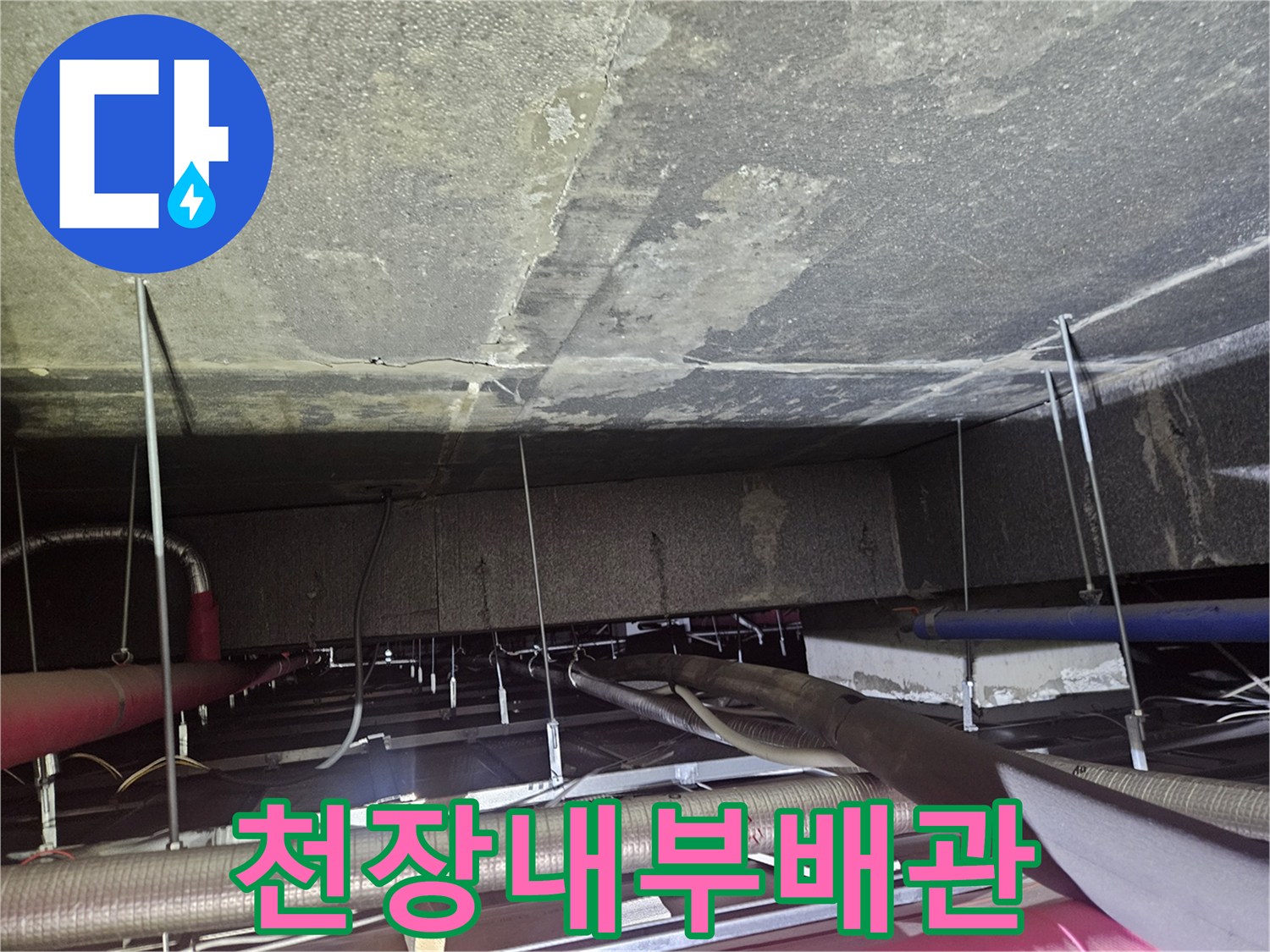 에어컨-드레인-관로의-복잡한-연결-및-오염-상태