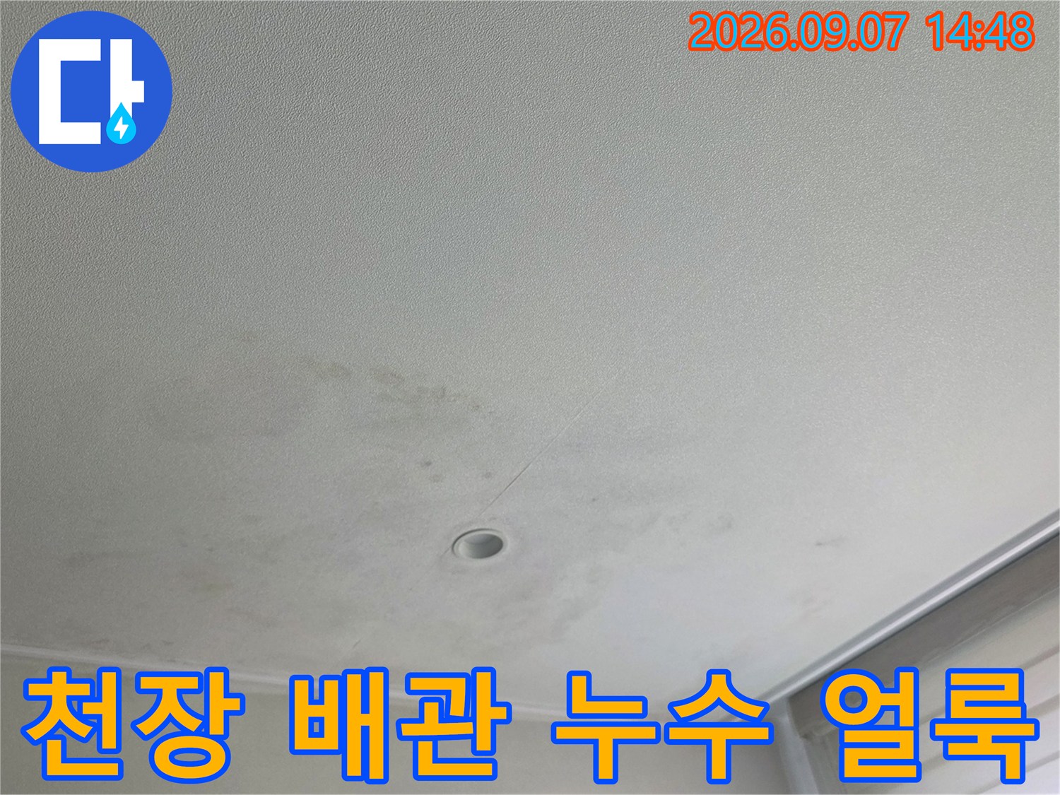 분당 수내동 아파트 천장 우수관 주변의 물자국 현상