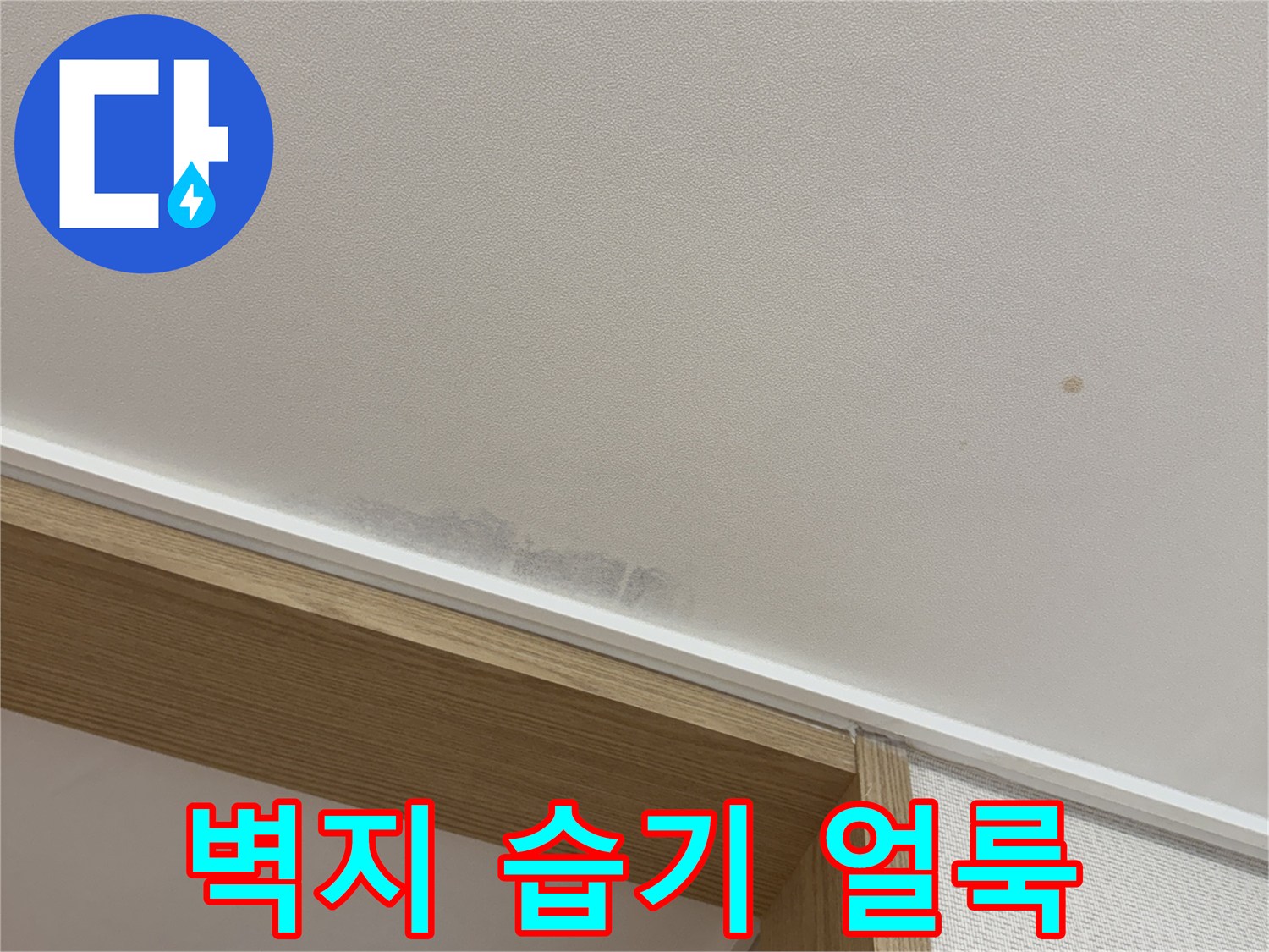 습기에 의해 변색된 천장 마감 부위