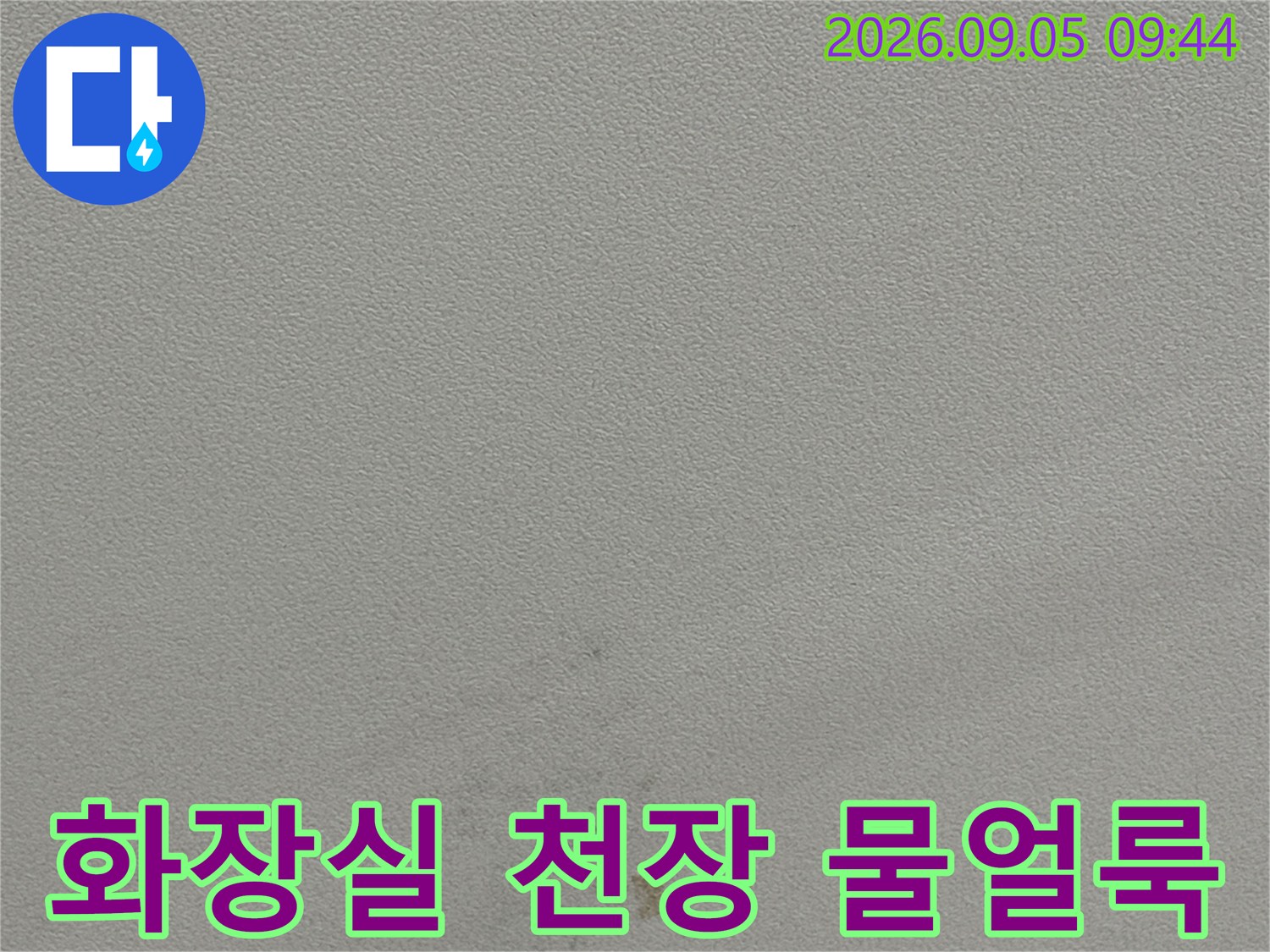 용인 수지구-습기가 스며들어 변색된 화장실 천장 마감재